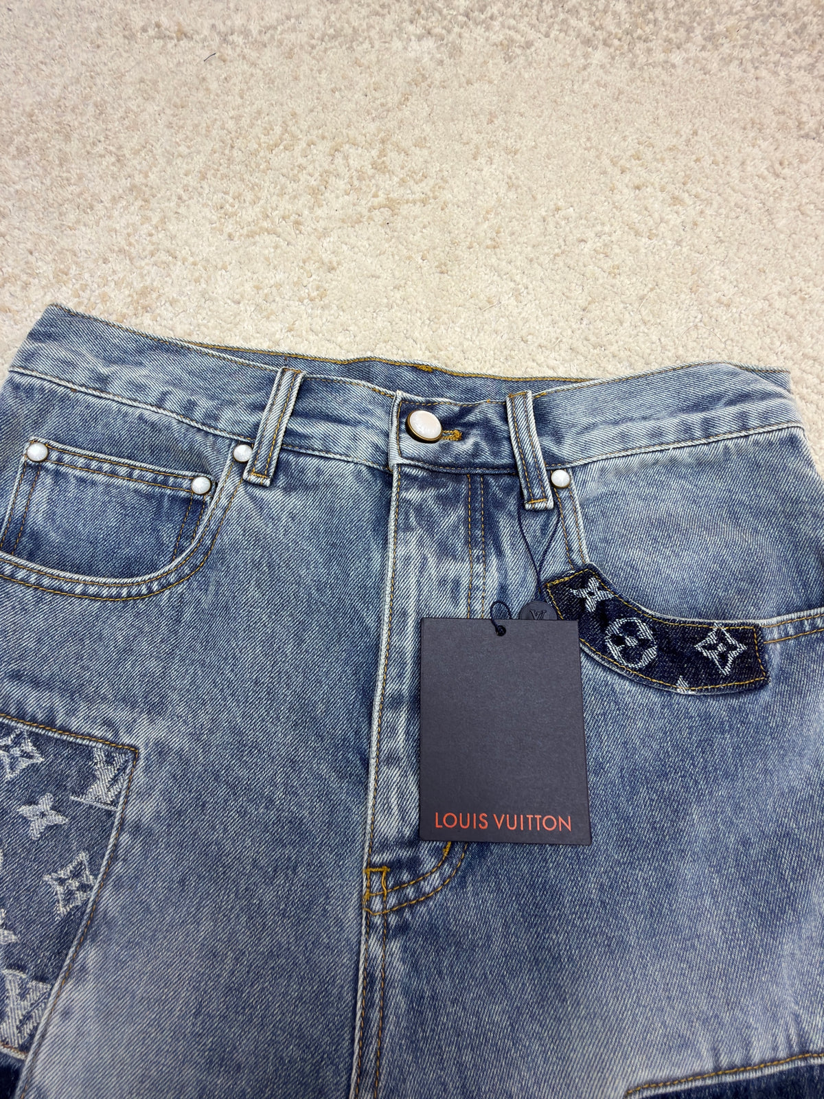 LV 1AKCOL Signature Patchwork Denim Pants