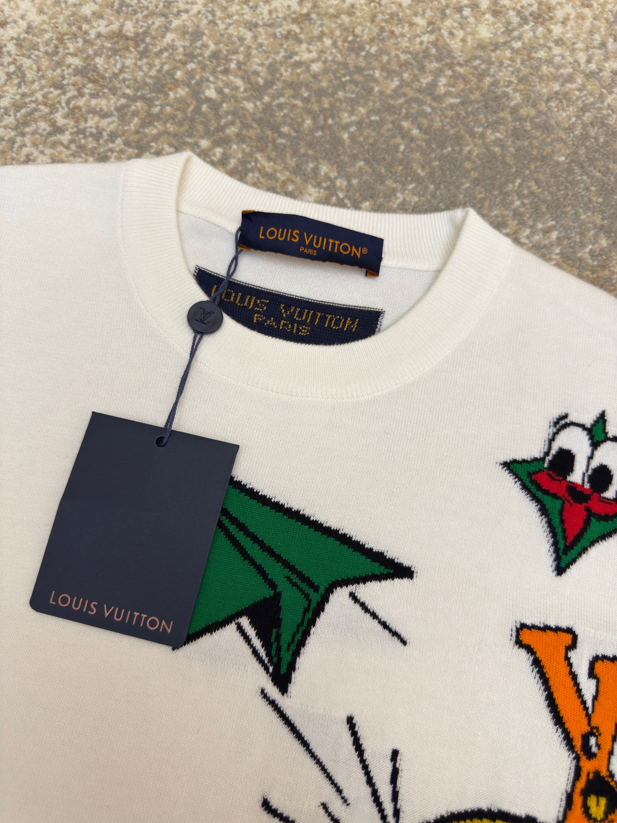 LV 1AB54D Monogram Comics Intarsia Short-Sleeved Crewneck