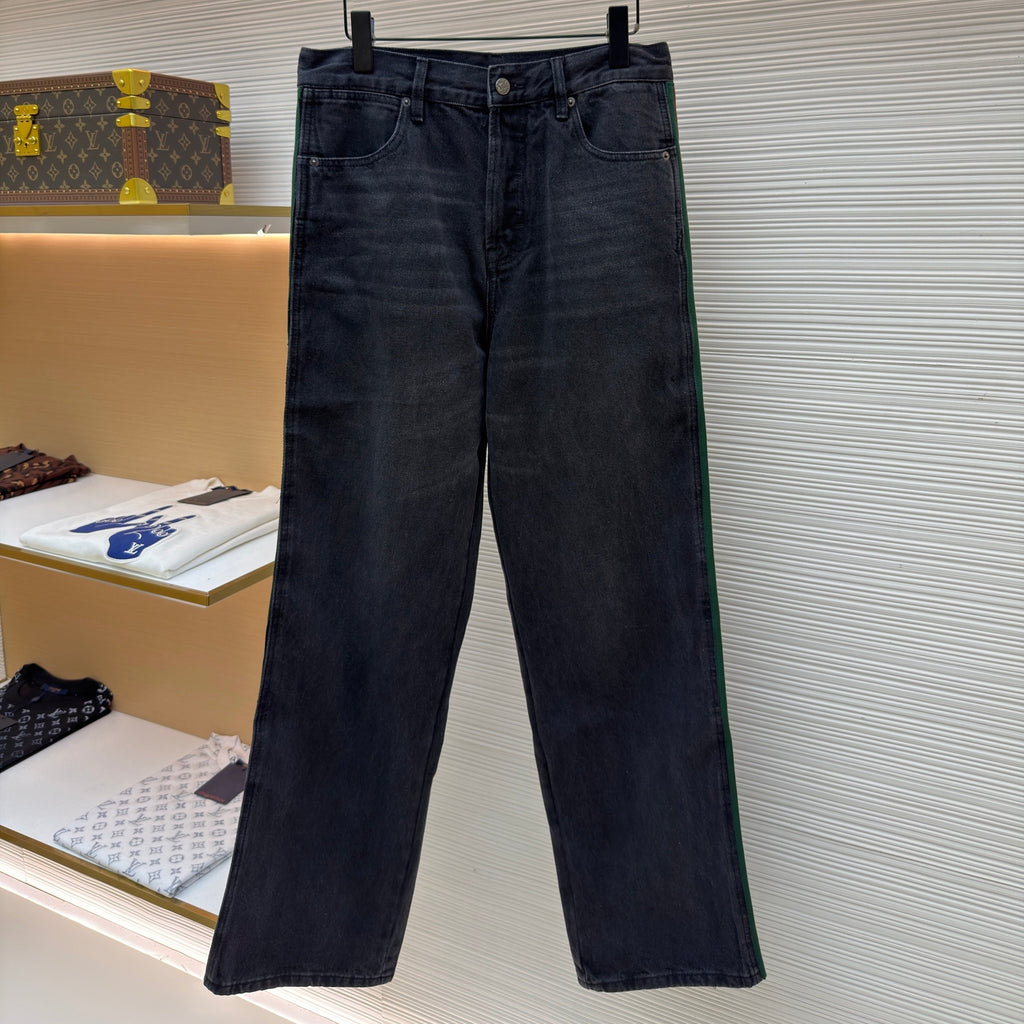 Gucci Cotton Denim Pants With Web Insert