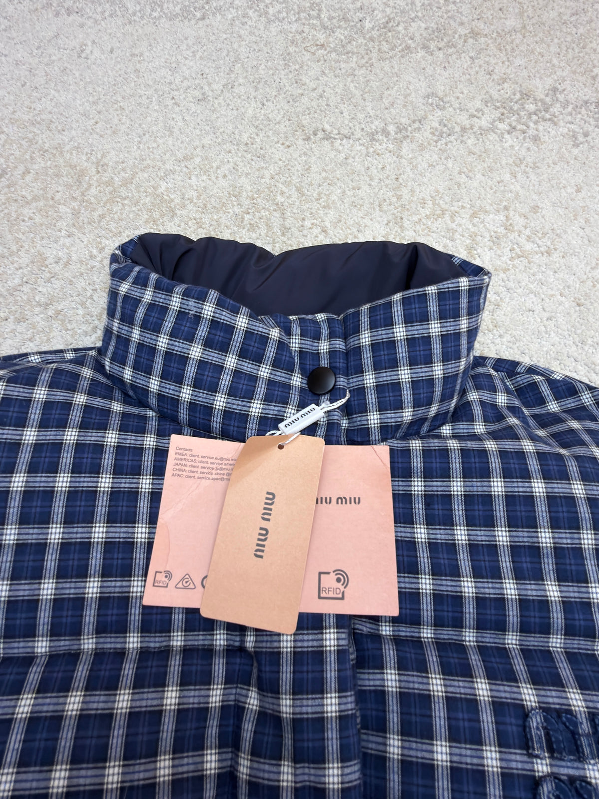 Miu Miu Reversible Flannel Down Jacket
