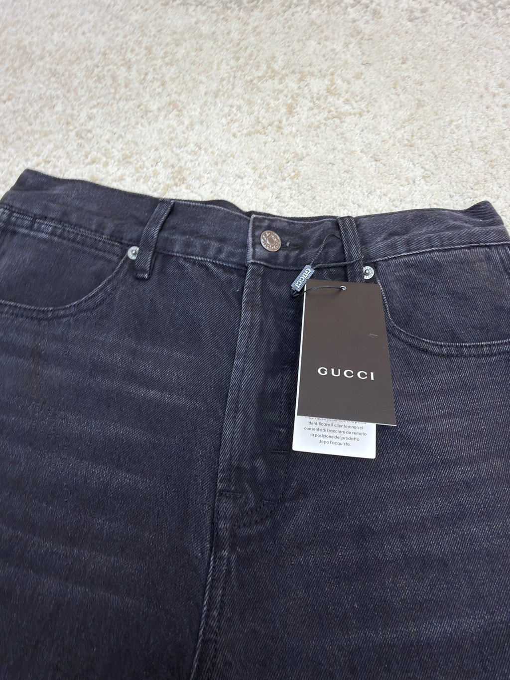 Gucci Cotton Denim Pants With Web Insert