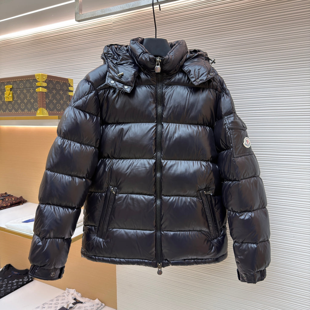 Moncler Maya Hooded Short Down Jacket in Laque Nylon
