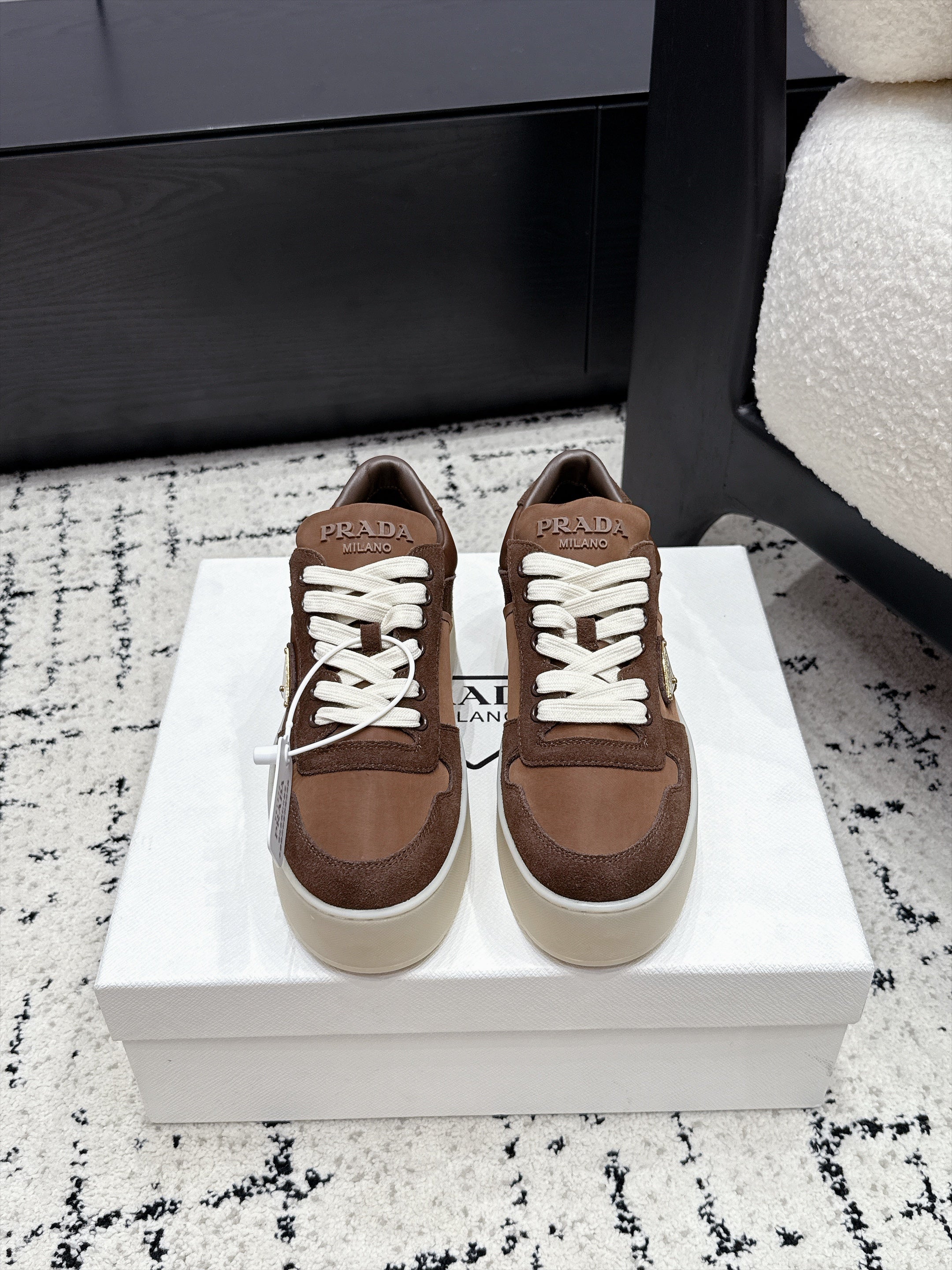 Prada Downtown Bold Re-Nylon And Suede Sneakers