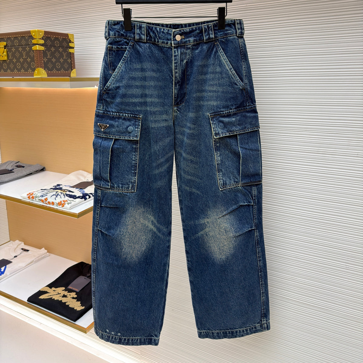 Prada Baggy Denim Cargo Pants