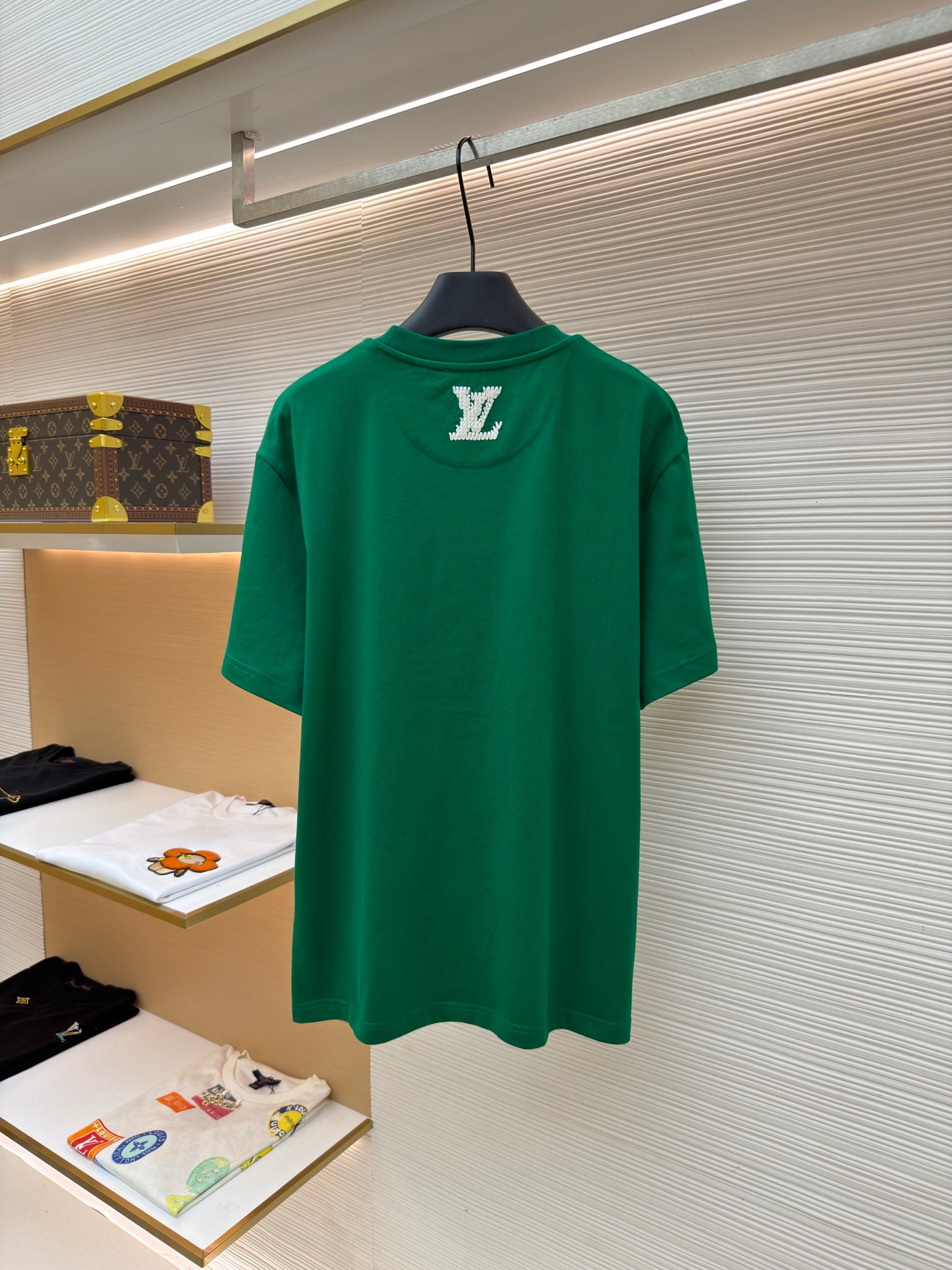 LV 1AK6I9 Embroidered Signature Short-Sleeved T-Shirt