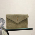 Saint Laurent Cassandre Large Envelope Pouch In Nubuck