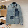 LV 1AK7A6 Signature Patchwork Denim Long-Sleeved Shirt