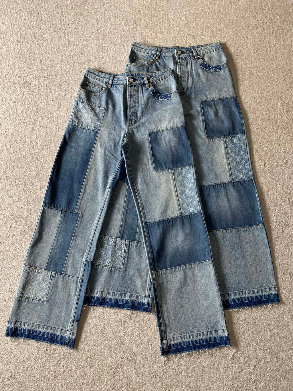LV 1AKCOL Signature Patchwork Denim Pants