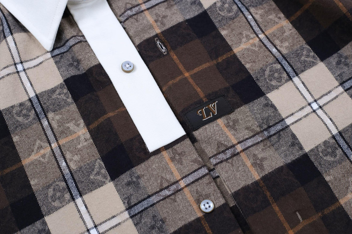 LV 1AIKAJ Monogram Flannel Long-Sleeved Polo Shirt