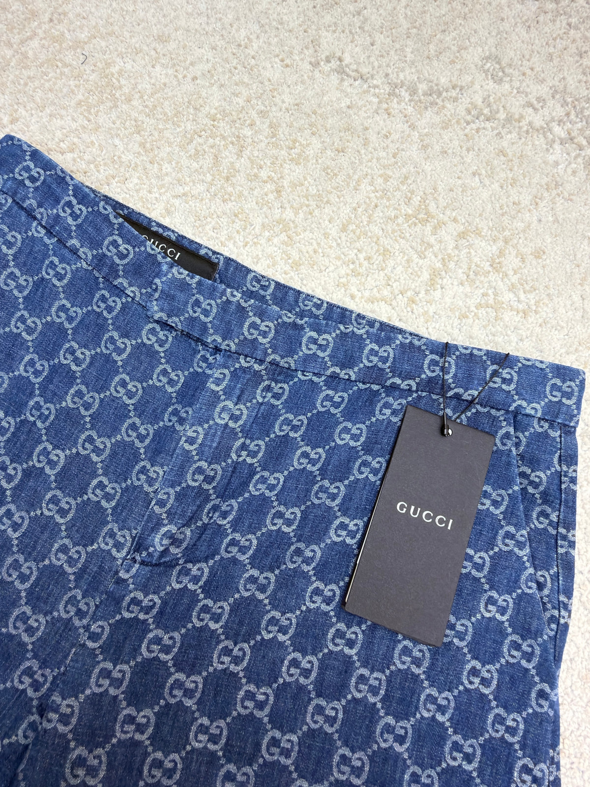 Gucci GG Cotton Denim Jacquard Pants