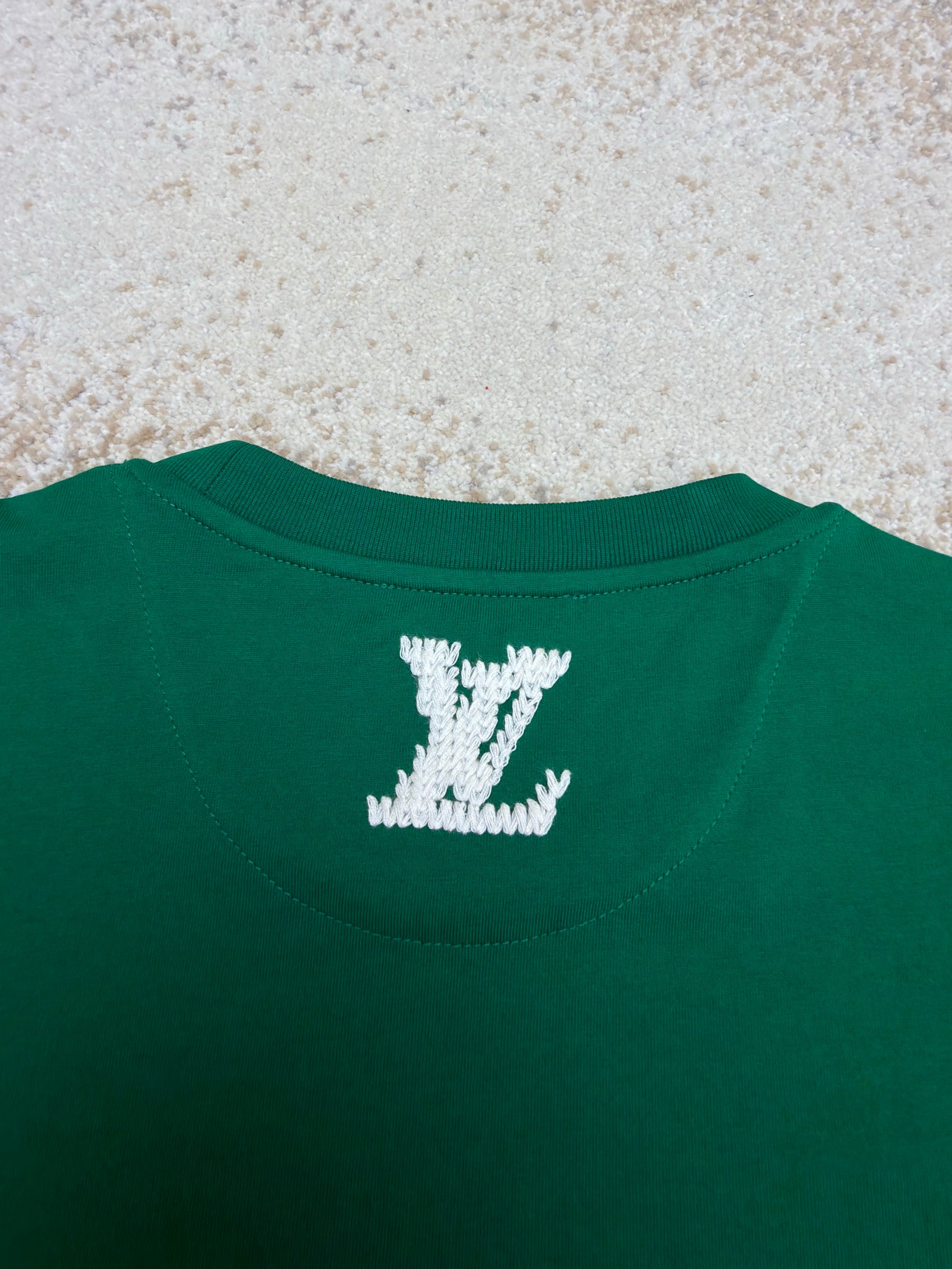 LV 1AK6I9 Embroidered Signature Short-Sleeved T-Shirt
