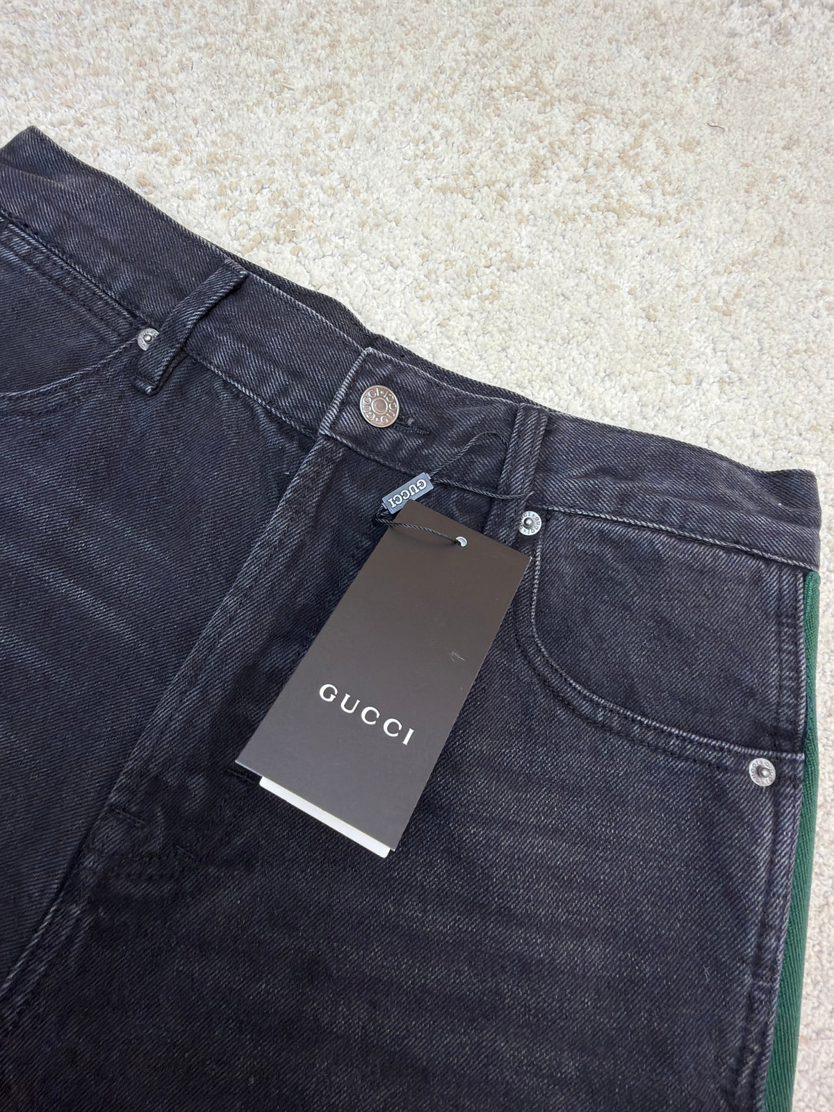 Gucci Cotton Denim Pants With Web Insert