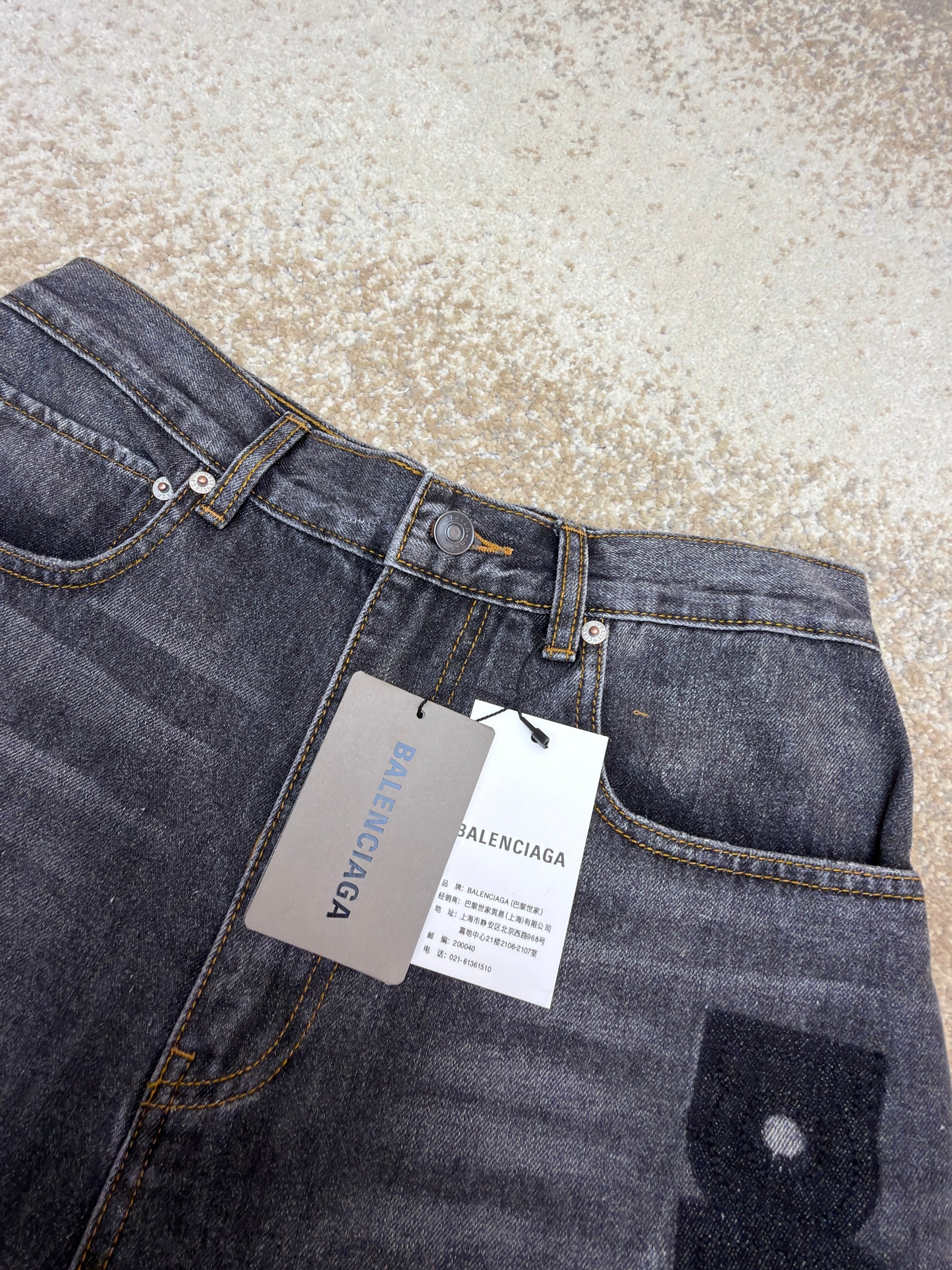 Balenciaga Embroidered-Logo Baggy Jeans