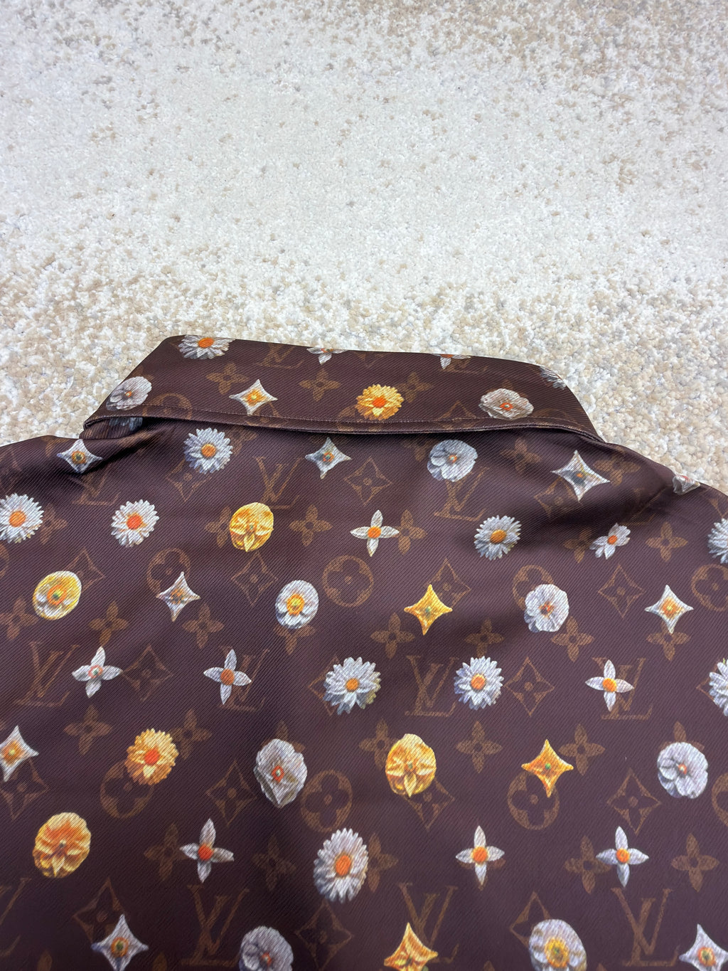 LV 1AJRJ7 Monogram Printed Short-Sleeved Silk Shirt