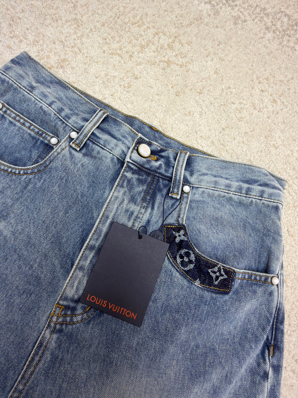 LV 1AKCOL Signature Patchwork Denim Pants