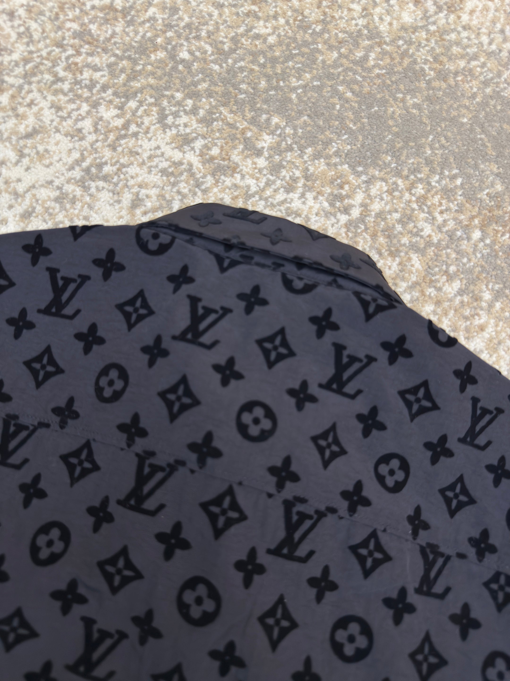 LV 1A979F Flocked Monogram Classic Shirt