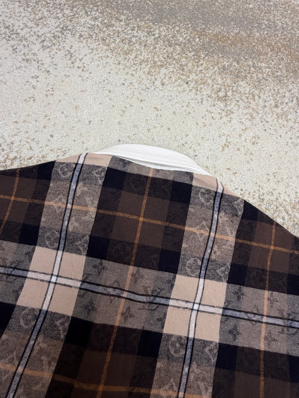 LV 1AIKAJ Monogram Flannel Long-Sleeved Polo Shirt