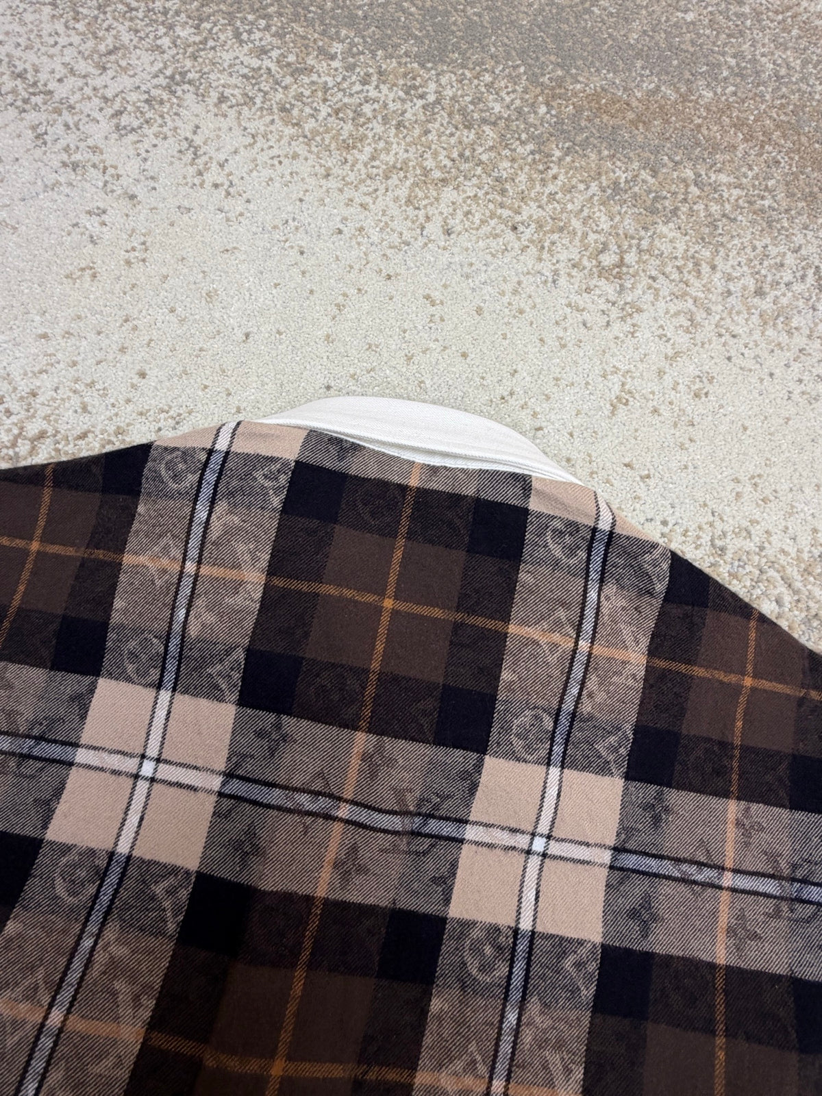 LV 1AIKAJ Monogram Flannel Long-Sleeved Polo Shirt