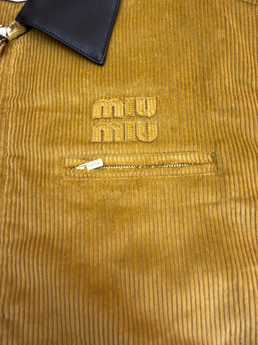 Miu Miu Corduroy Blouson Jacket With Leather Collar