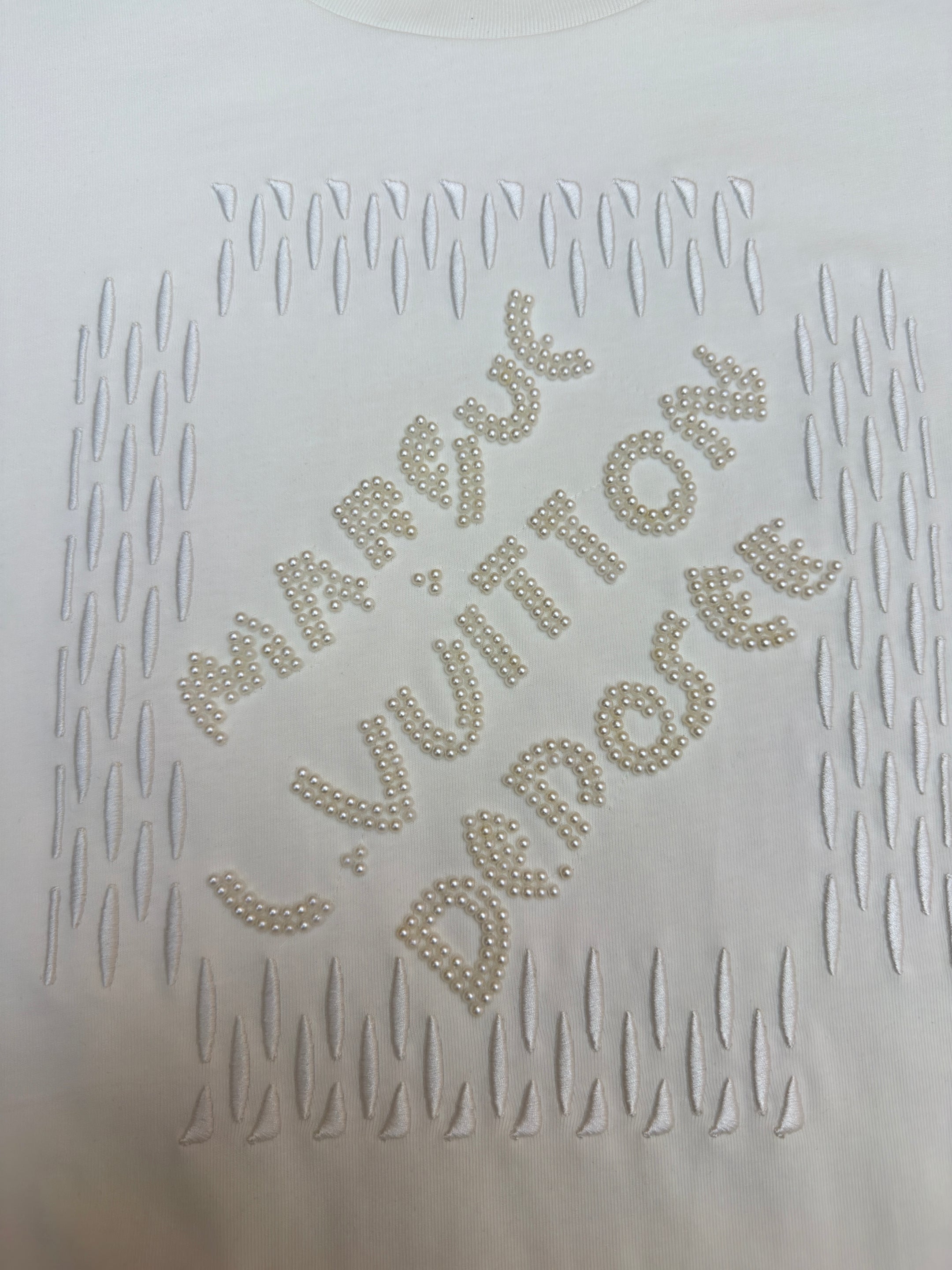 LV 1AFV79 Embroidered Signature Cotton T-Shirt
