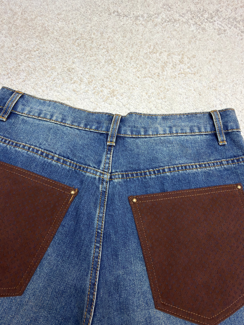 LV 1AJUY4 Denim Skate Pants With Leather Signature Pockets