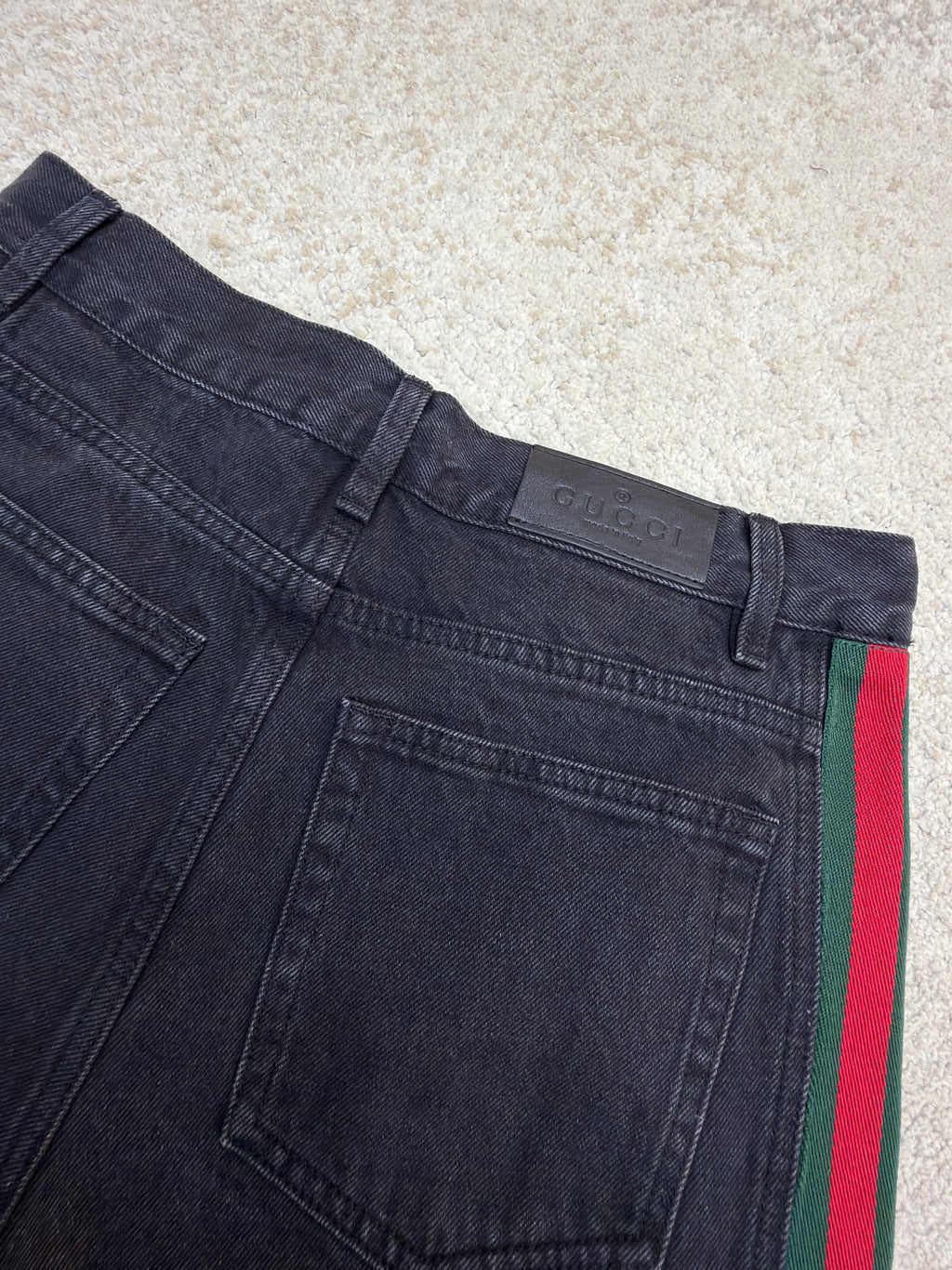 Gucci Cotton Denim Pants With Web Insert
