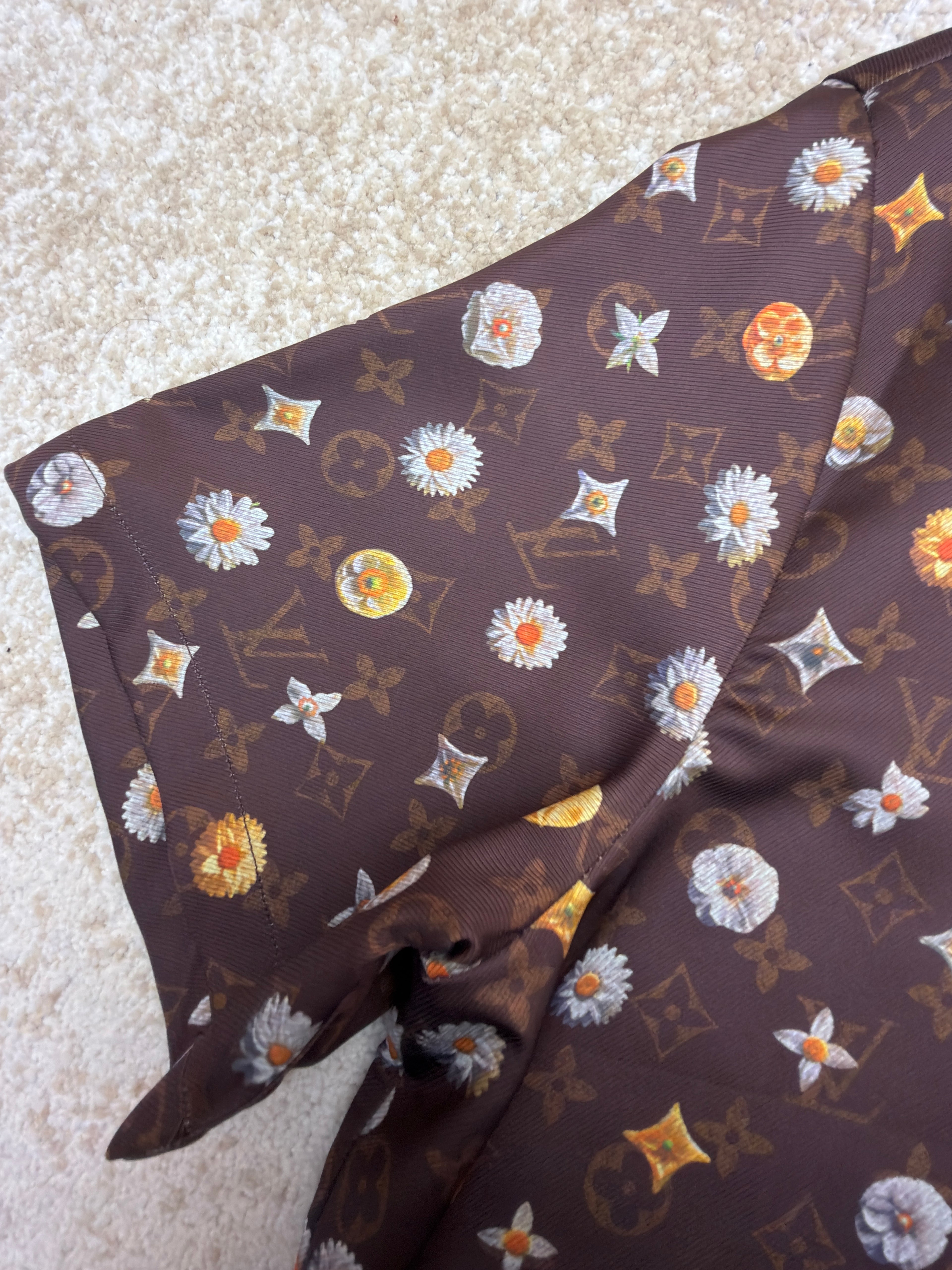 LV 1AJRJ7 Monogram Printed Short-Sleeved Silk Shirt
