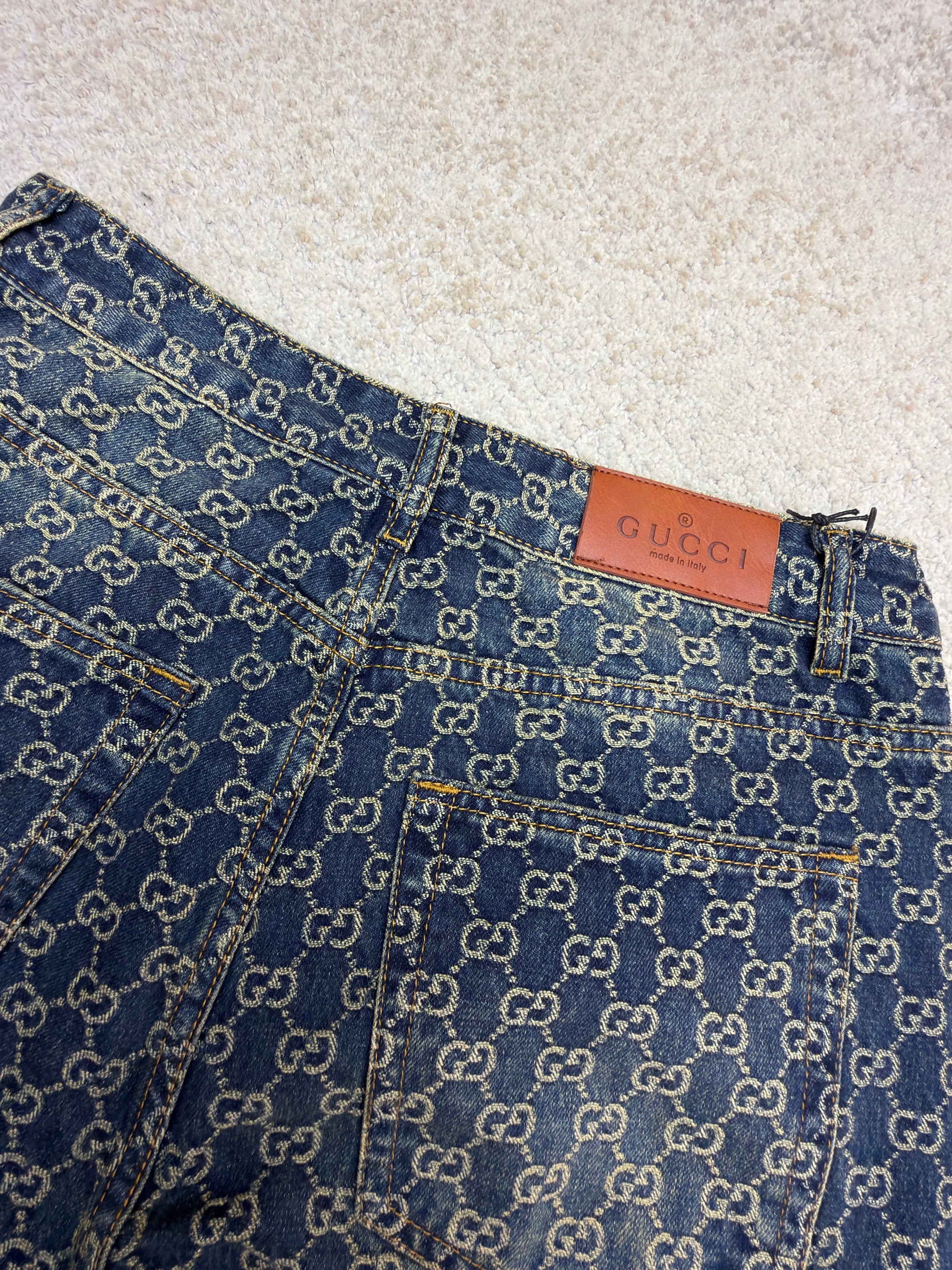 Gucci GG Cotton Denim Jacquard Pants