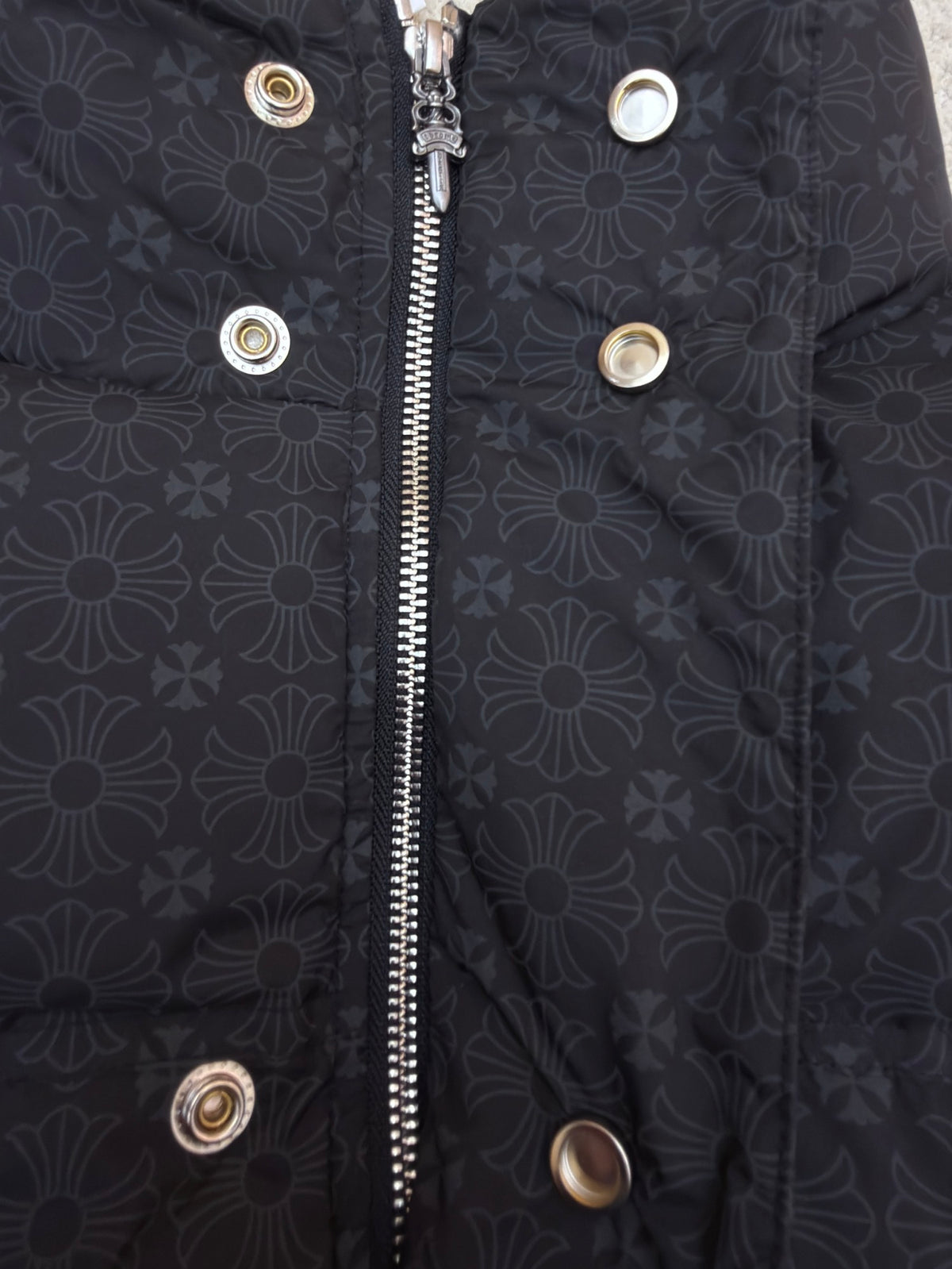 Chrome Hearts Black Monogram Print Down Puffer Jacket