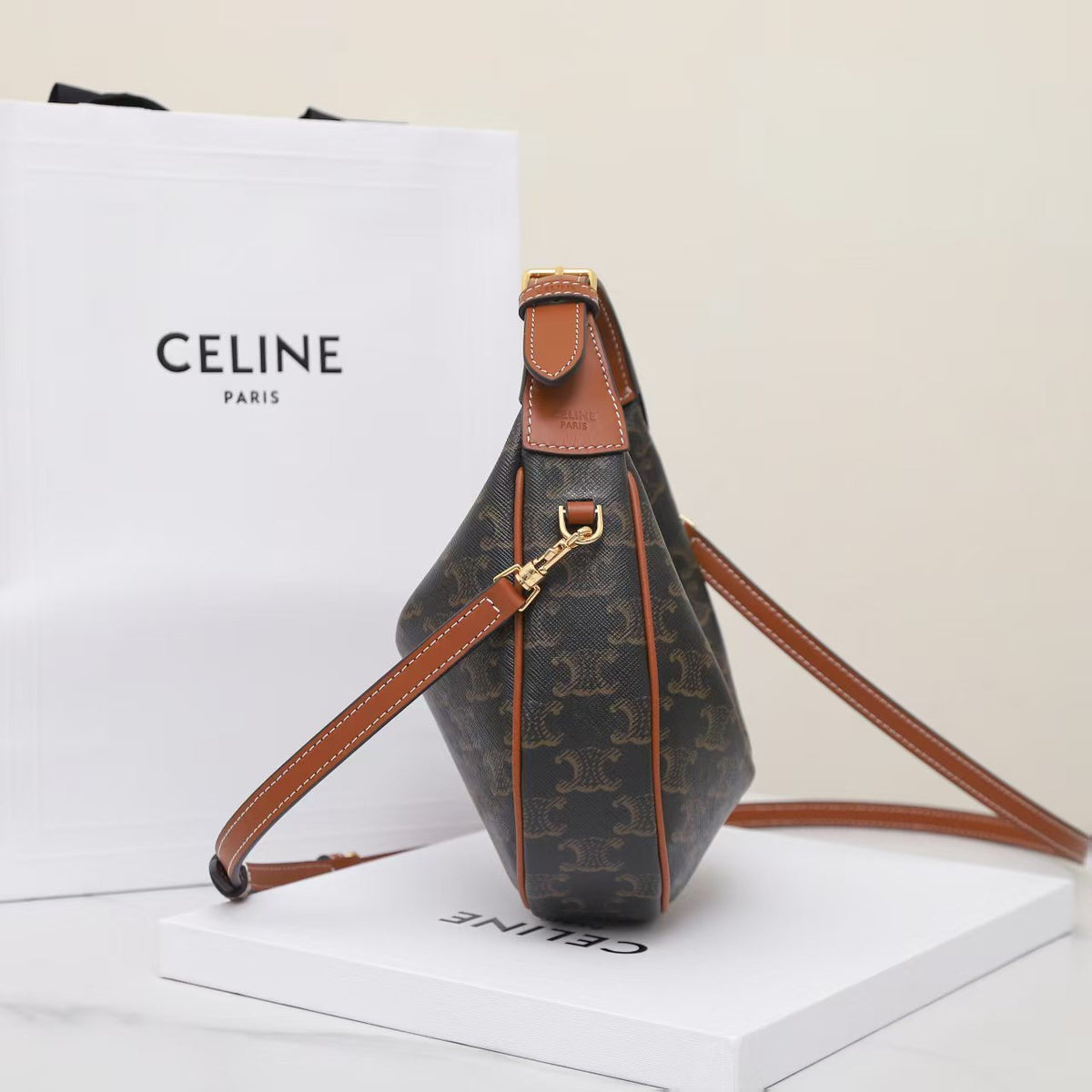 Celine Teen Celine Lulu In Triomphe Canvas And Calfskin