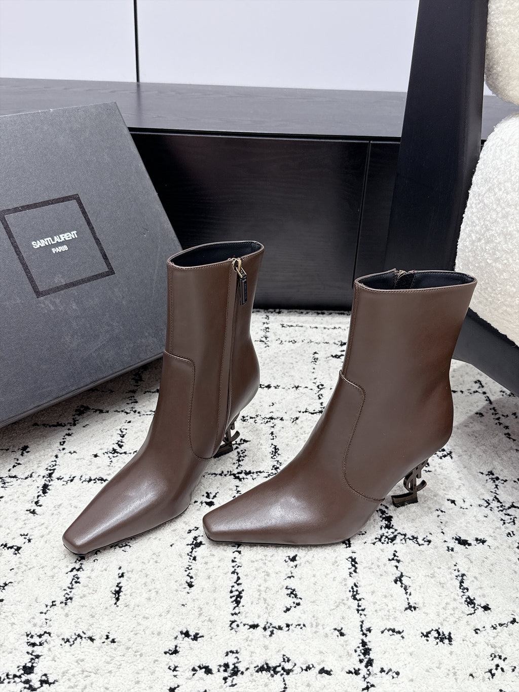 Saint Laurent Opyum Booties In Smooth Leather