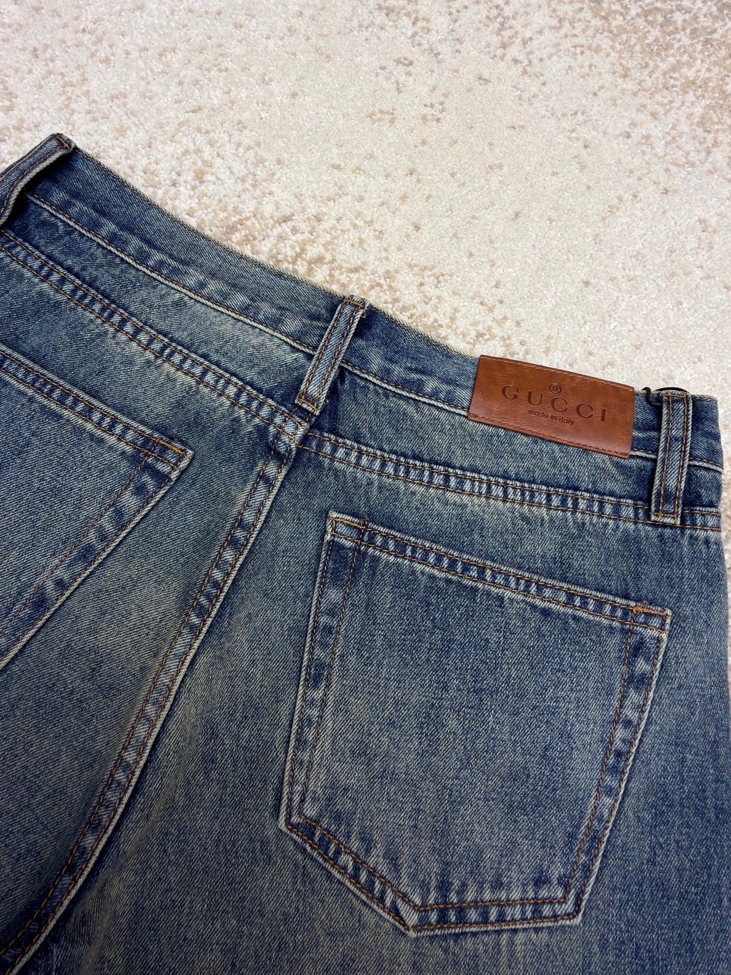 Gucci Cotton Denim Pants With Horsebit Detail