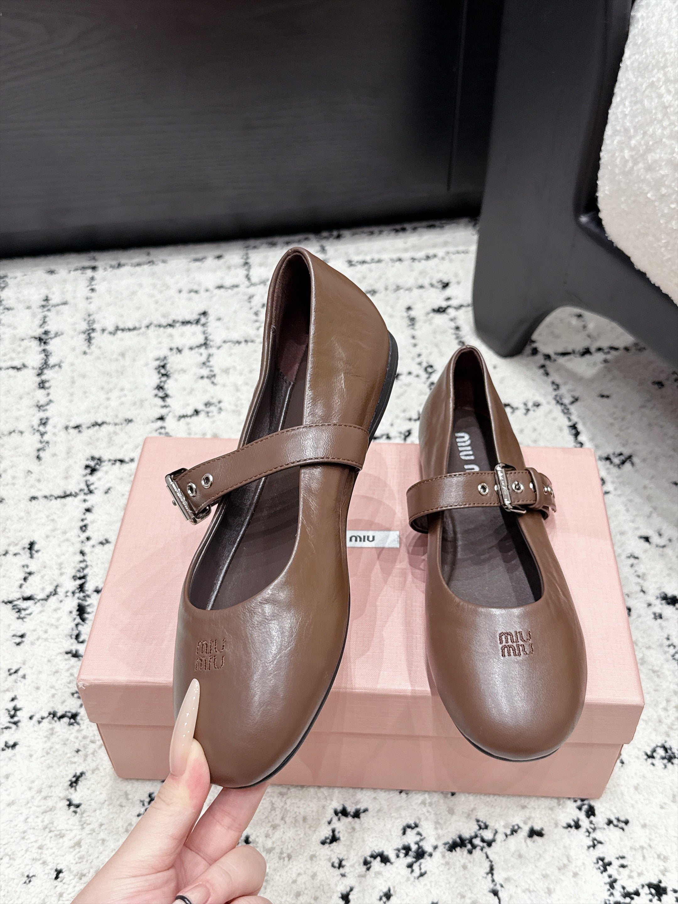 Miu Miu Mary Jane Flats in Lambskin
