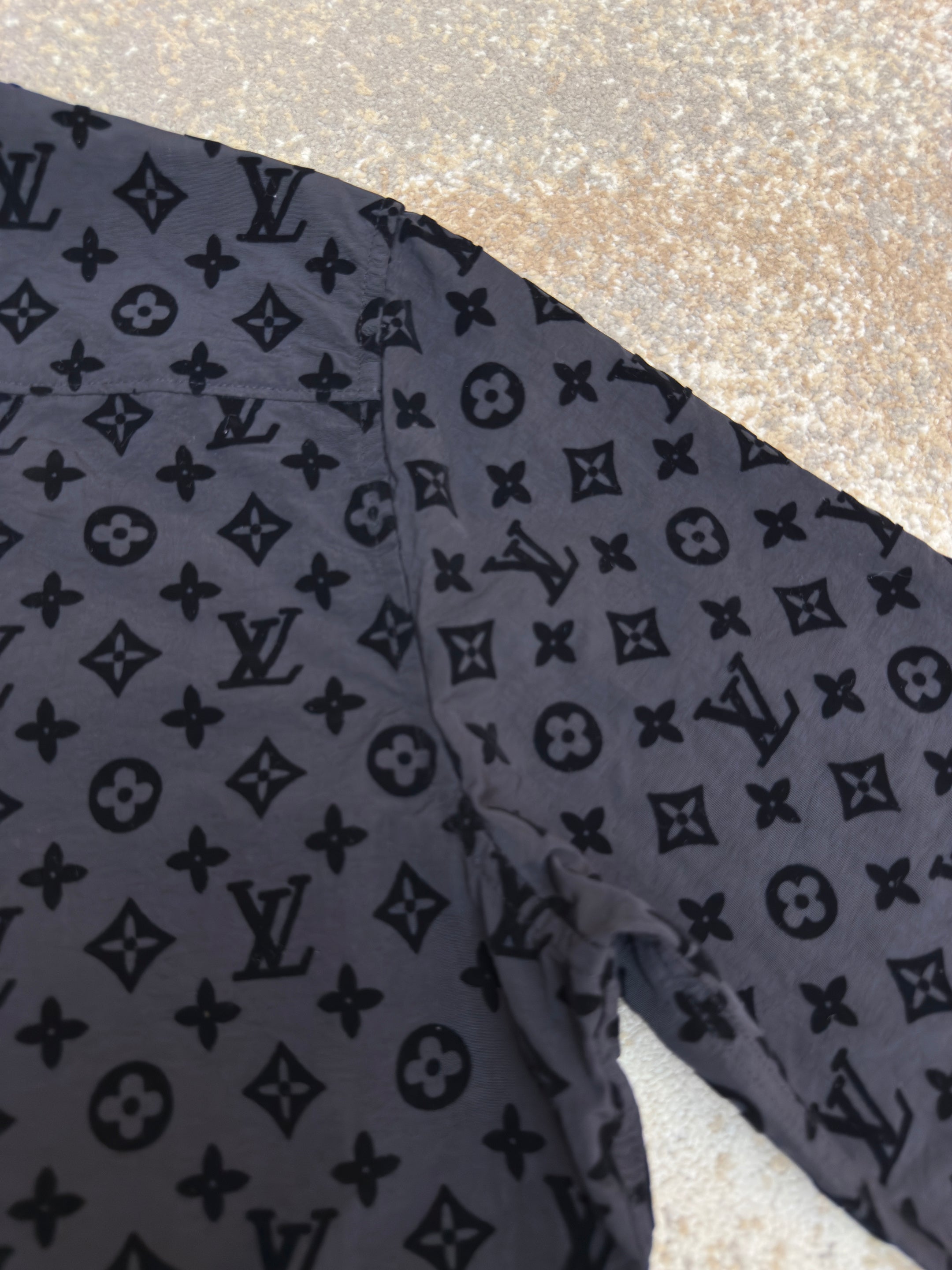LV 1A979F Flocked Monogram Classic Shirt