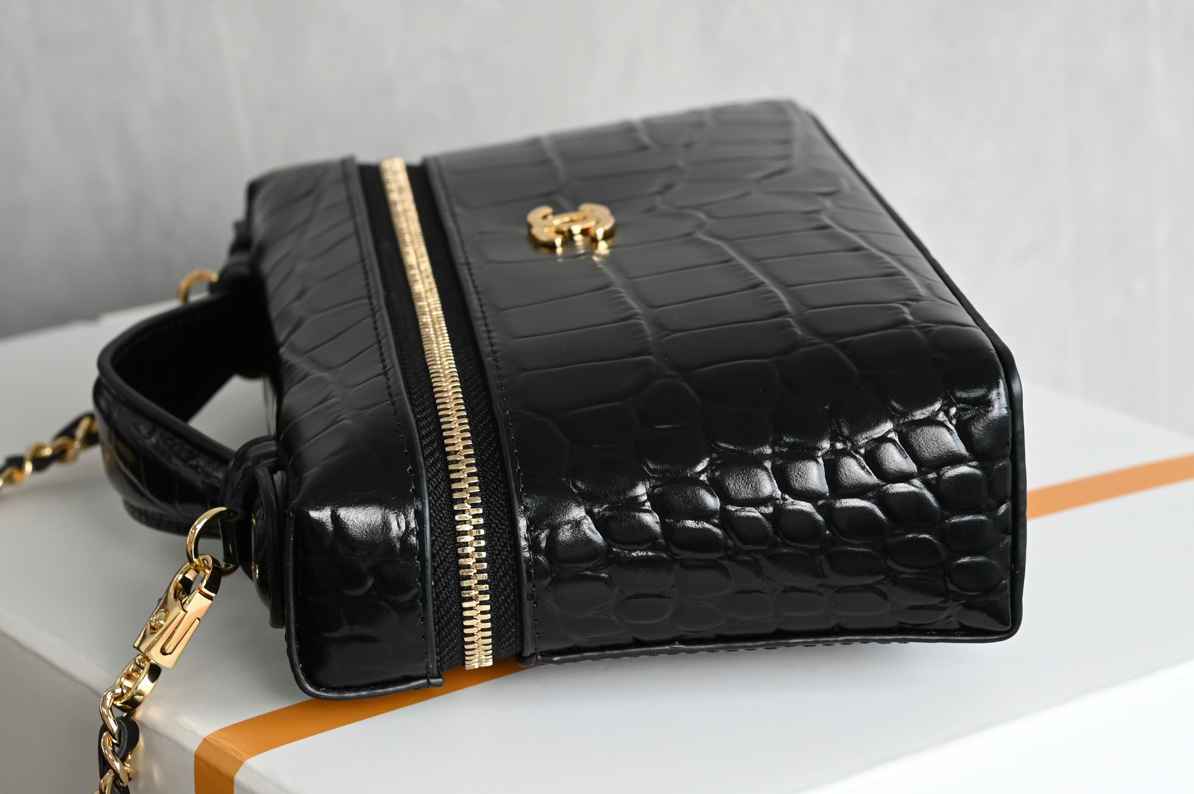 Chanel Vanity with Chain in Croc Embossed Calfskin