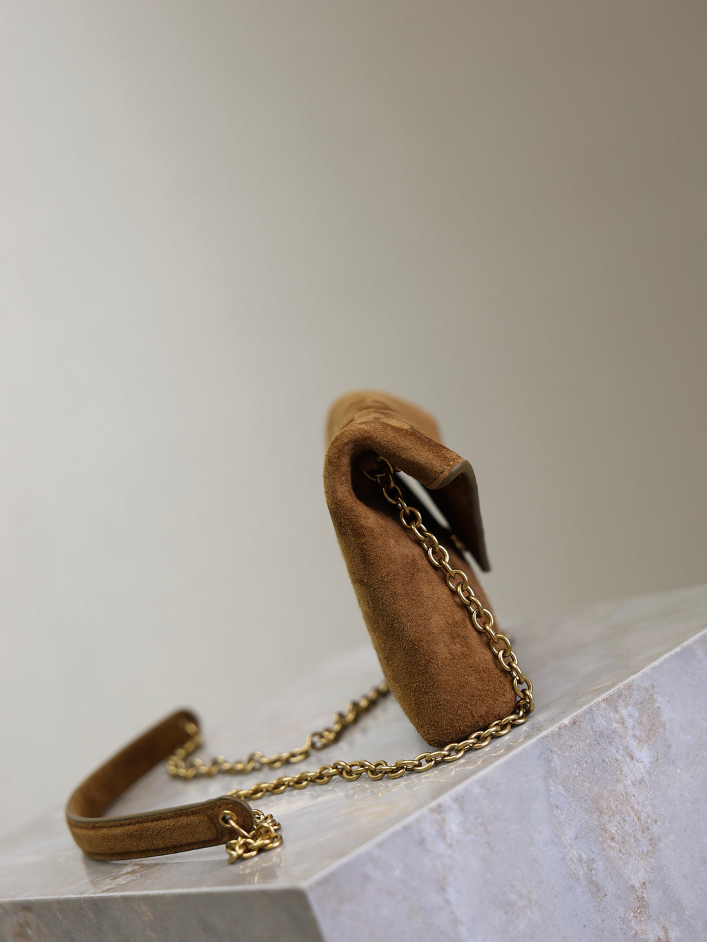 Saint Laurent Cassandre Small Chain Pouch In Suede