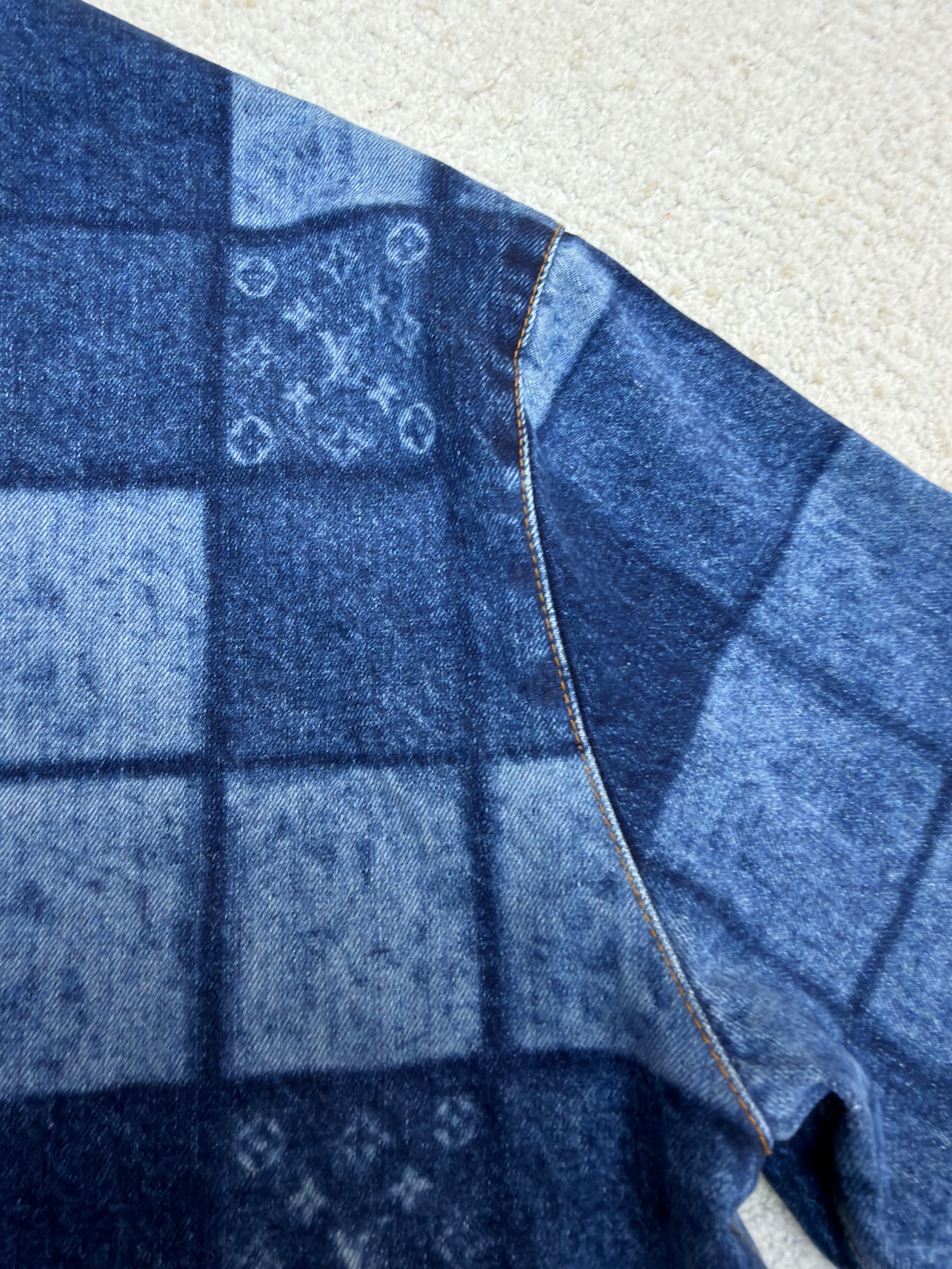 LV 1AK6J4 Lasered Signature Patchwork Denim Blouson