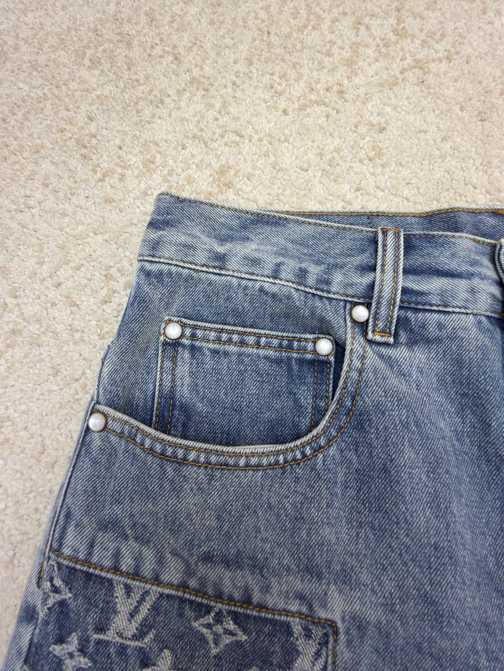 LV 1AKCOL Signature Patchwork Denim Pants