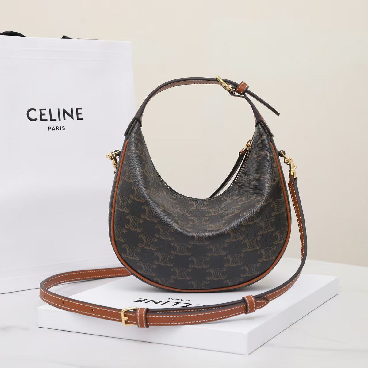 Celine Teen Celine Lulu In Triomphe Canvas And Calfskin