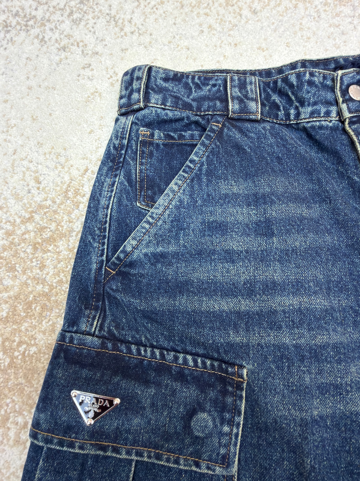 Prada Baggy Denim Cargo Pants