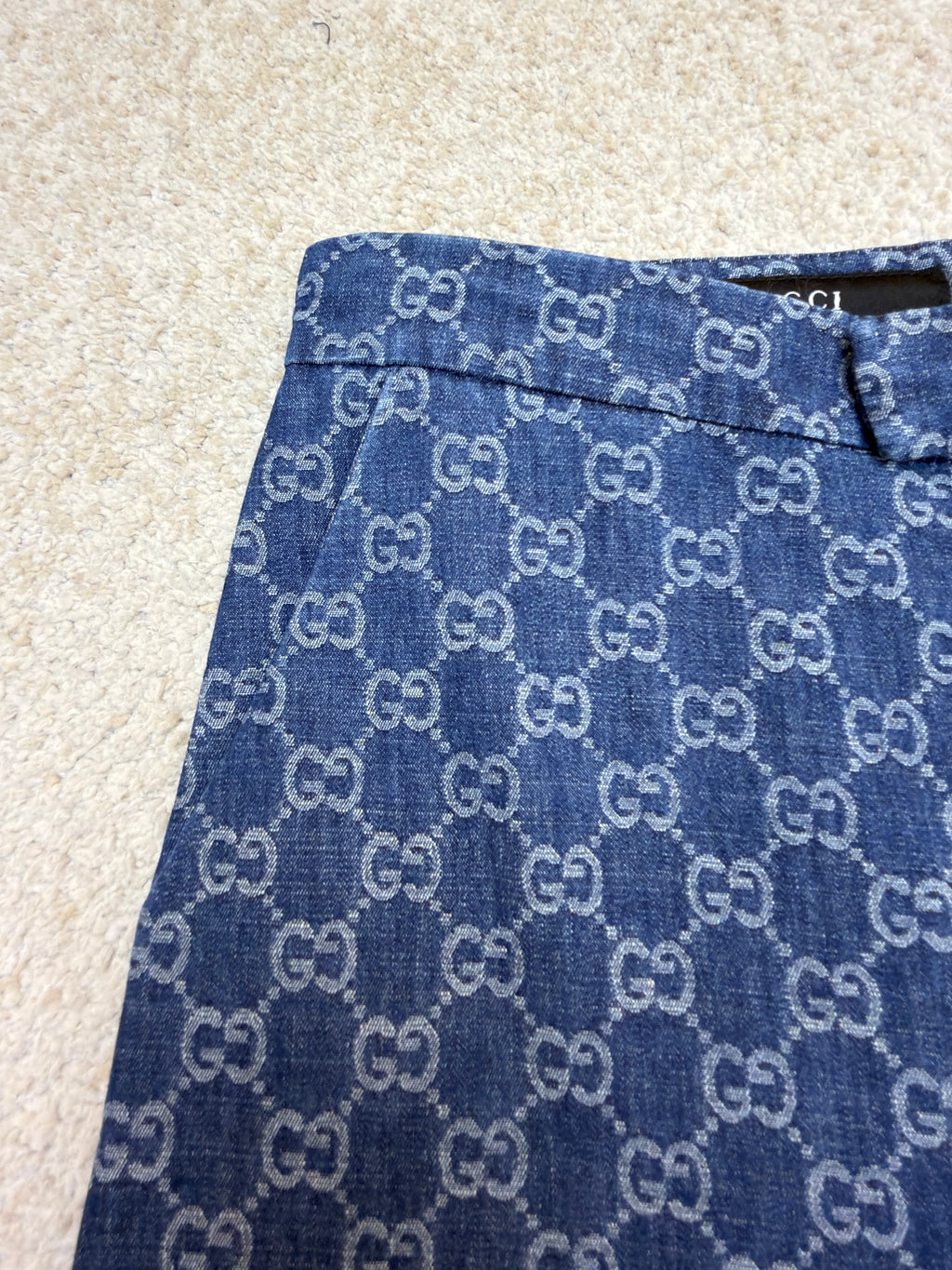 Gucci GG Cotton Denim Jacquard Pants
