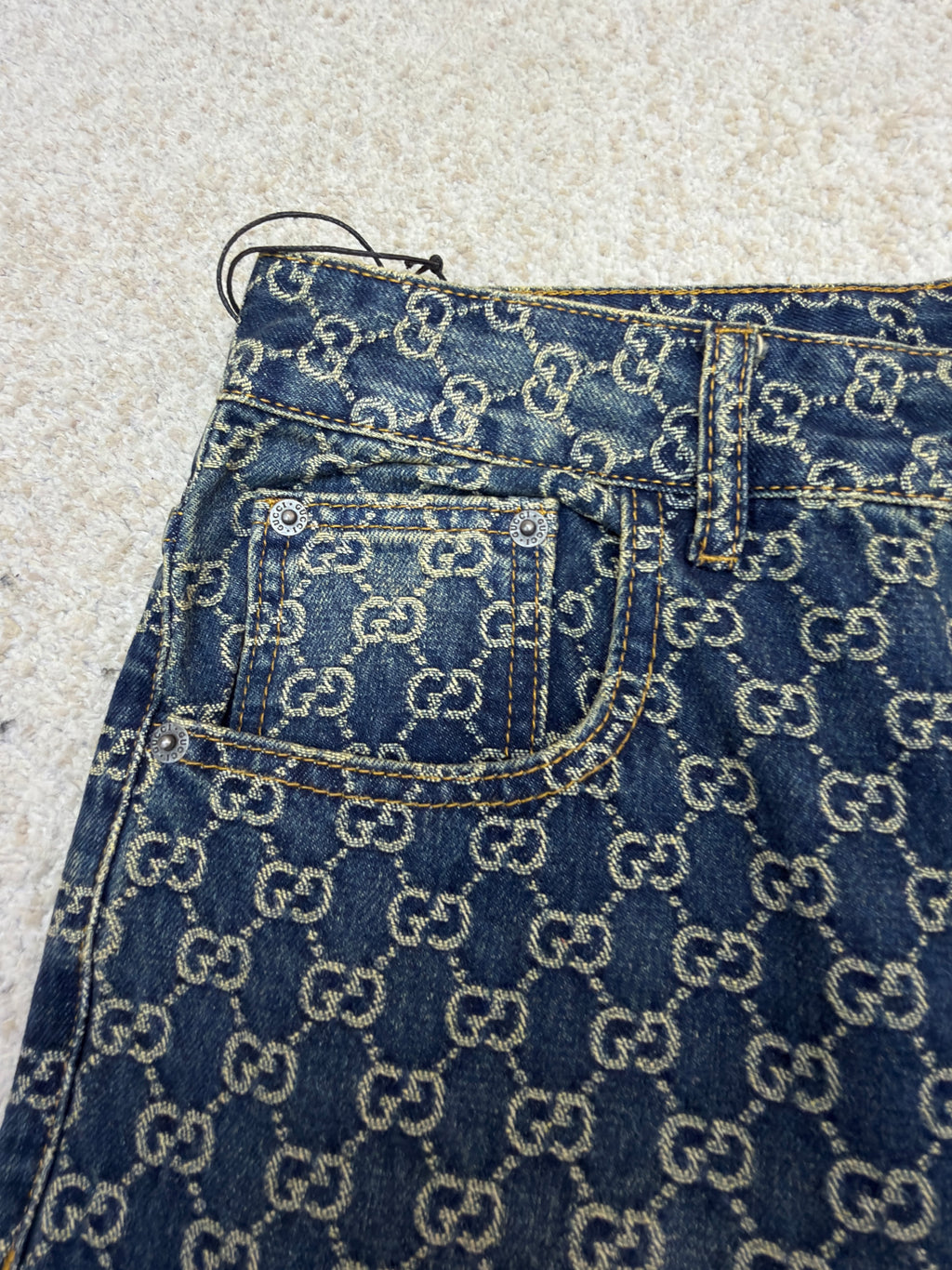 Gucci GG Cotton Denim Jacquard Pants