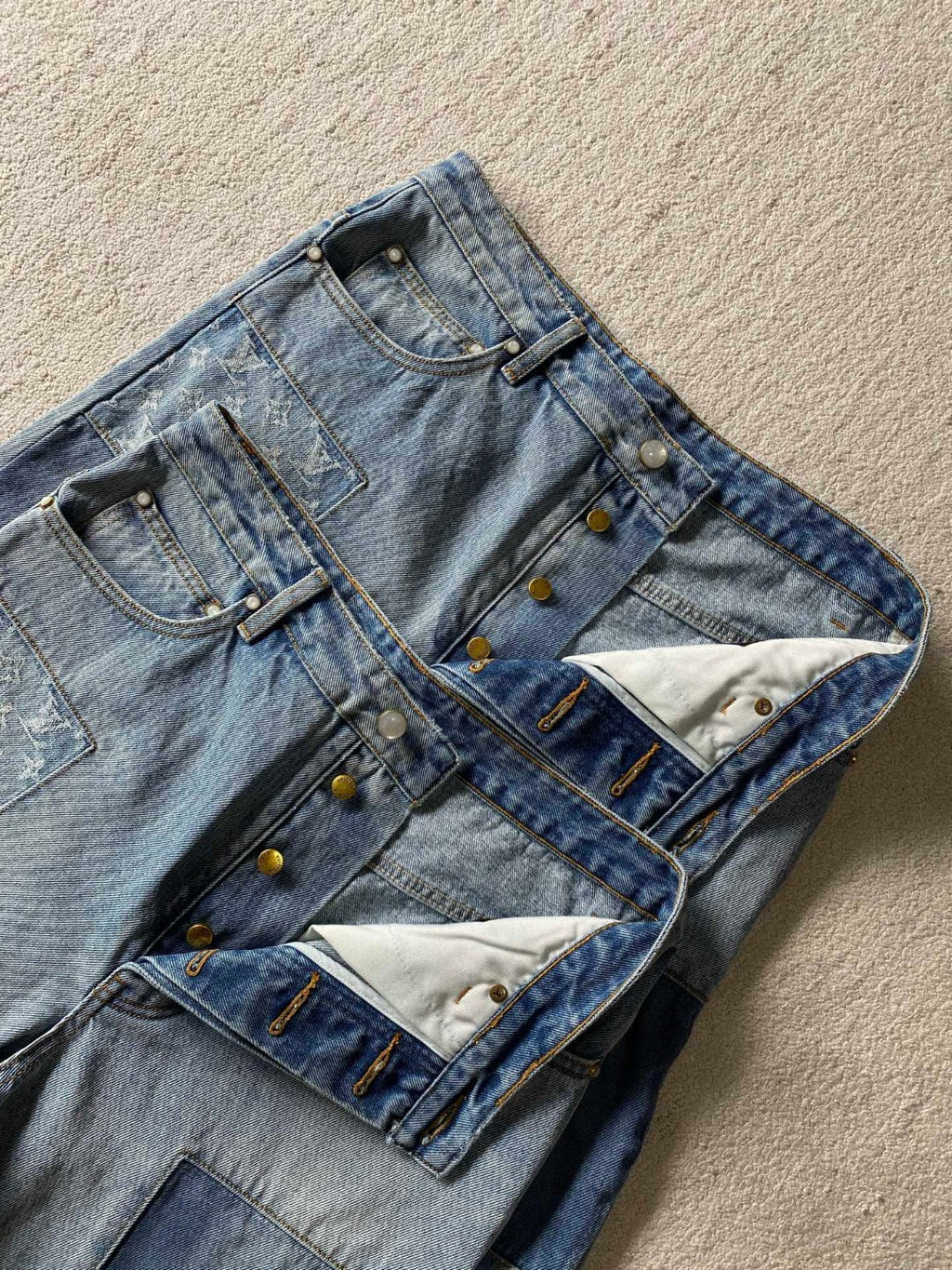 LV 1AKCOL Signature Patchwork Denim Pants