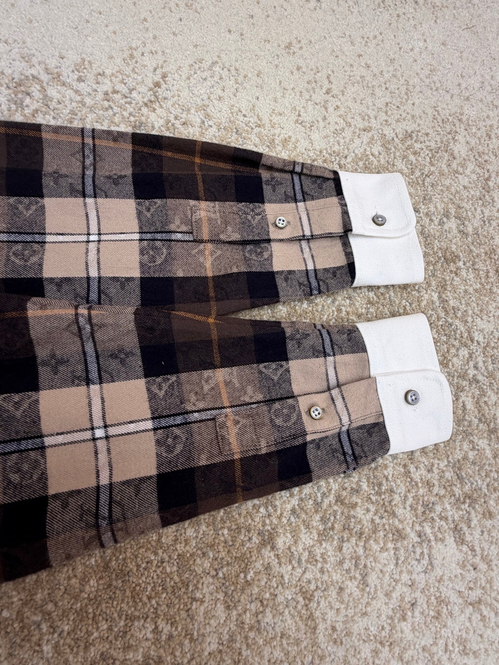 LV 1AIKAJ Monogram Flannel Long-Sleeved Polo Shirt