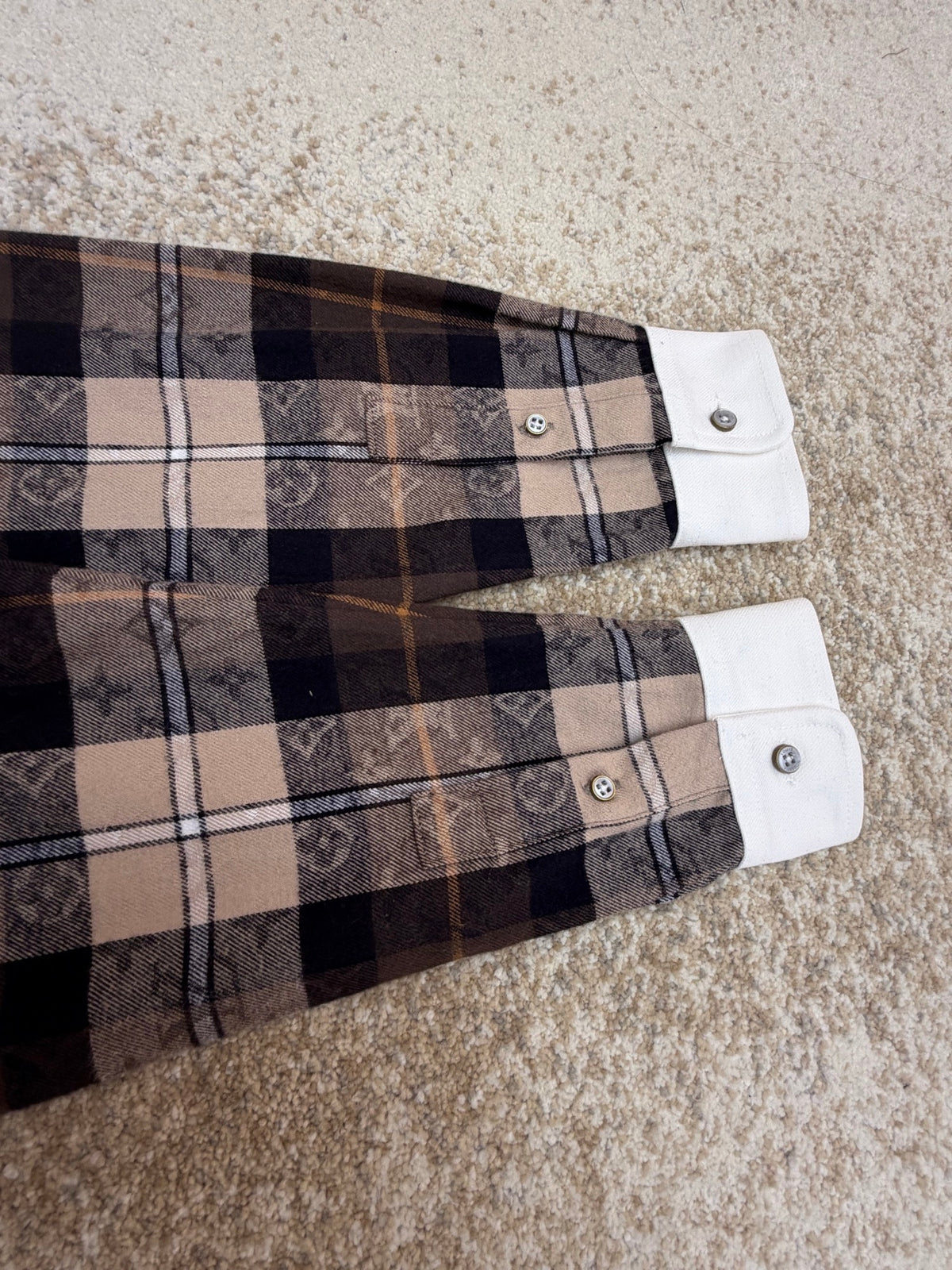 LV 1AIKAJ Monogram Flannel Long-Sleeved Polo Shirt