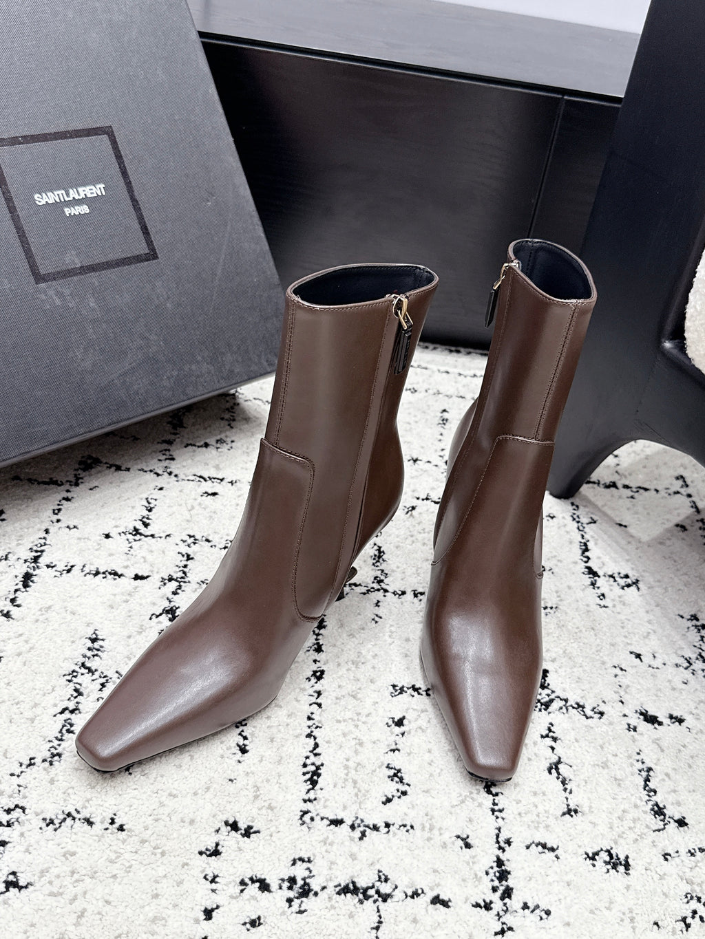 Saint Laurent Opyum Booties In Smooth Leather