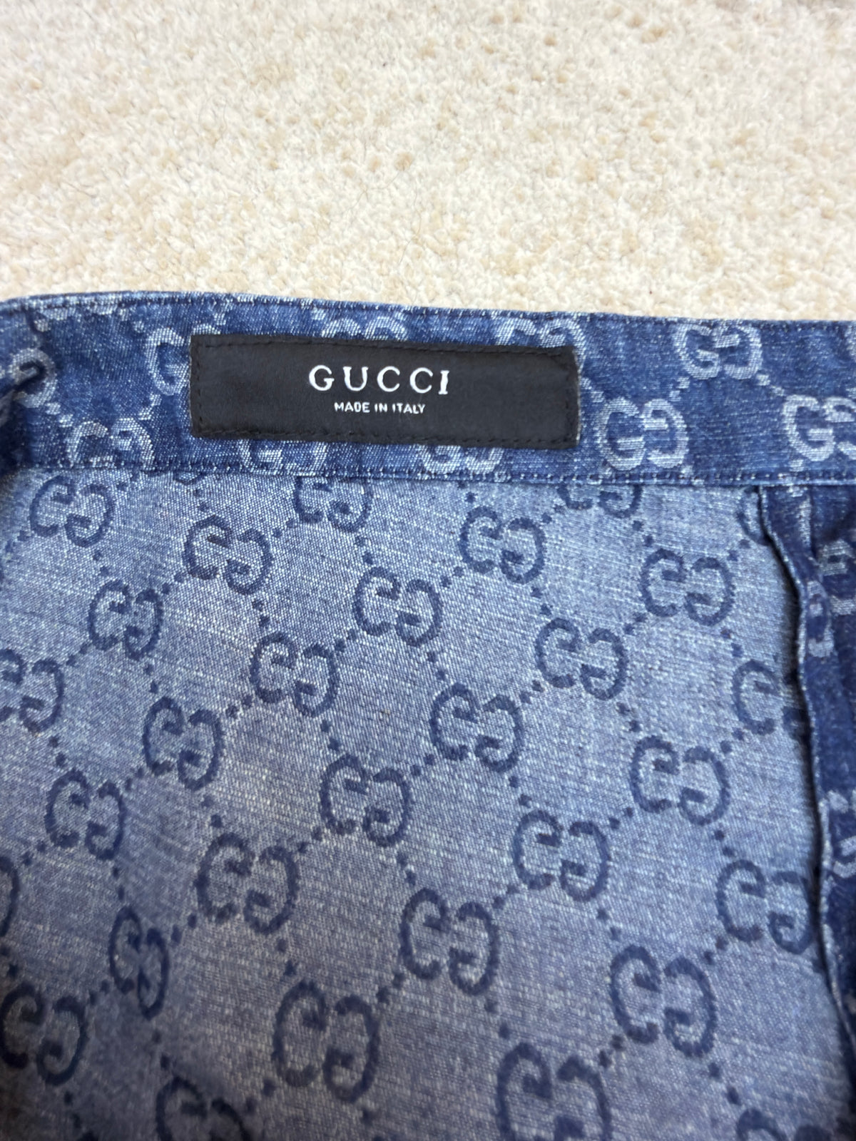 Gucci GG Cotton Denim Jacquard Pants
