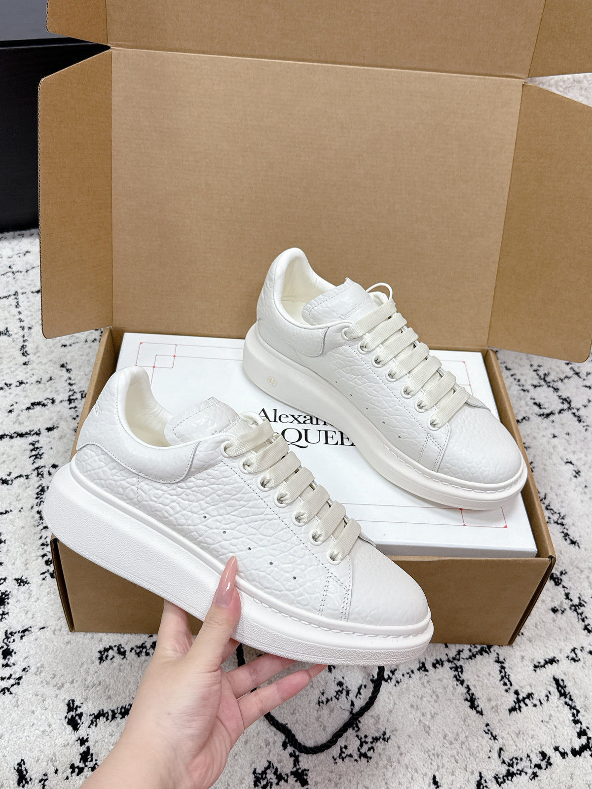 Alexander McQueen Oversized Sneaker in Grainy Shearling