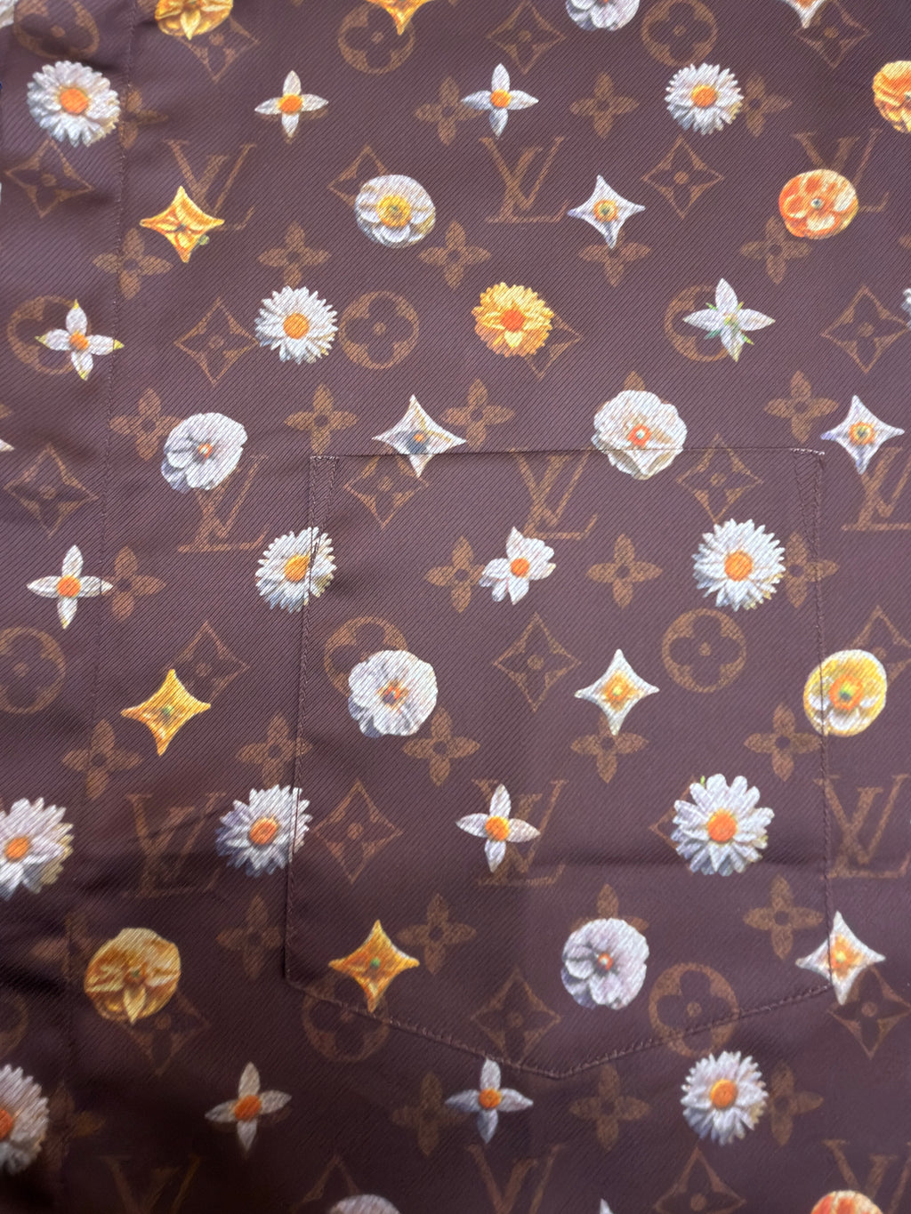 LV 1AJRJ7 Monogram Printed Short-Sleeved Silk Shirt