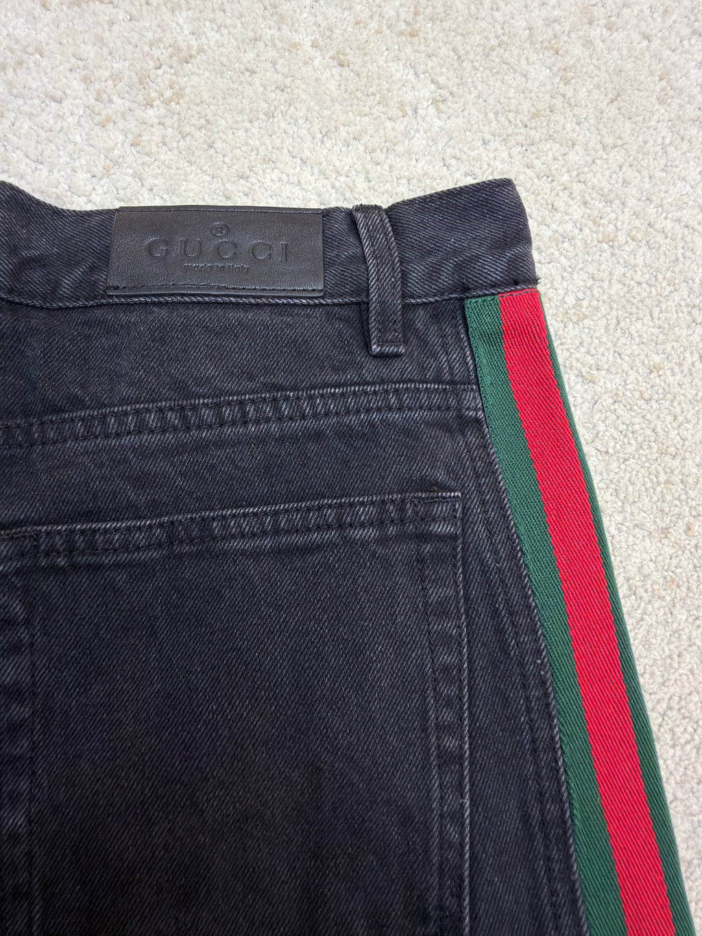 Gucci Cotton Denim Pants With Web Insert